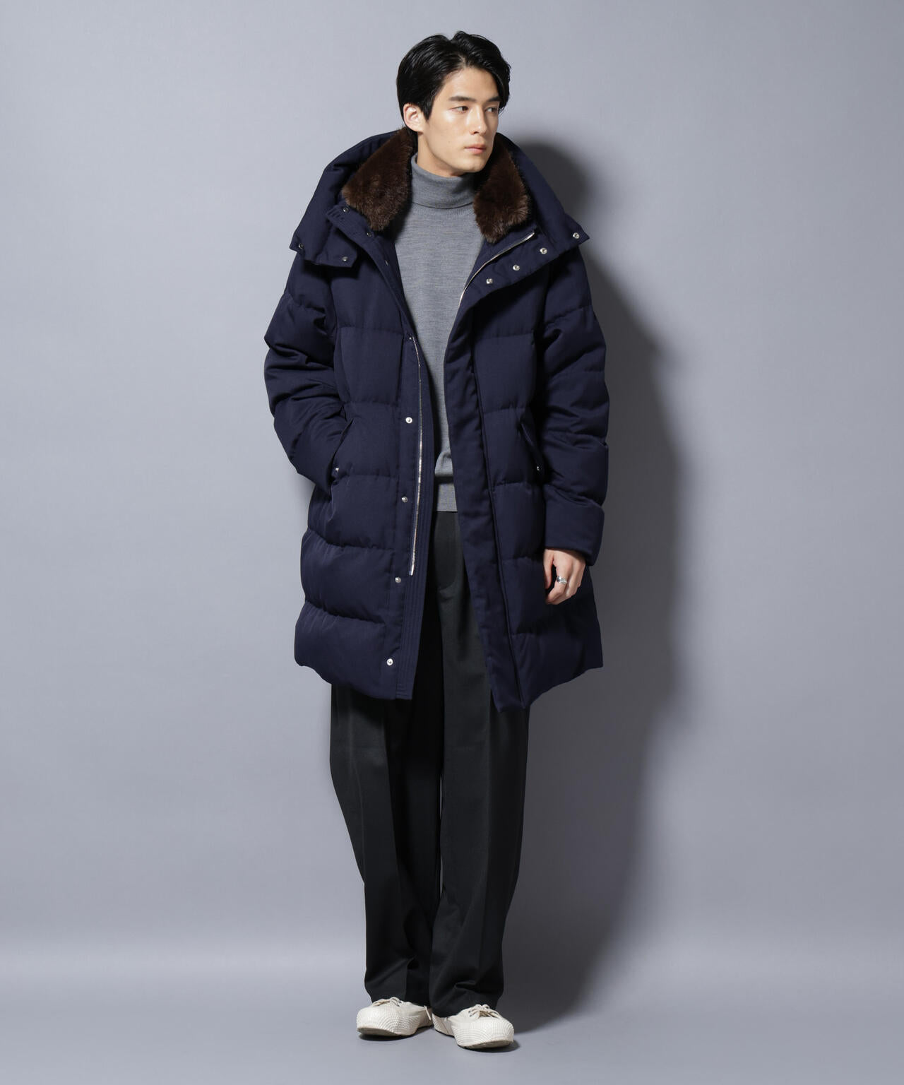 西川ダウン(R)」フェイクファーカラーサージロングダウン | NANO