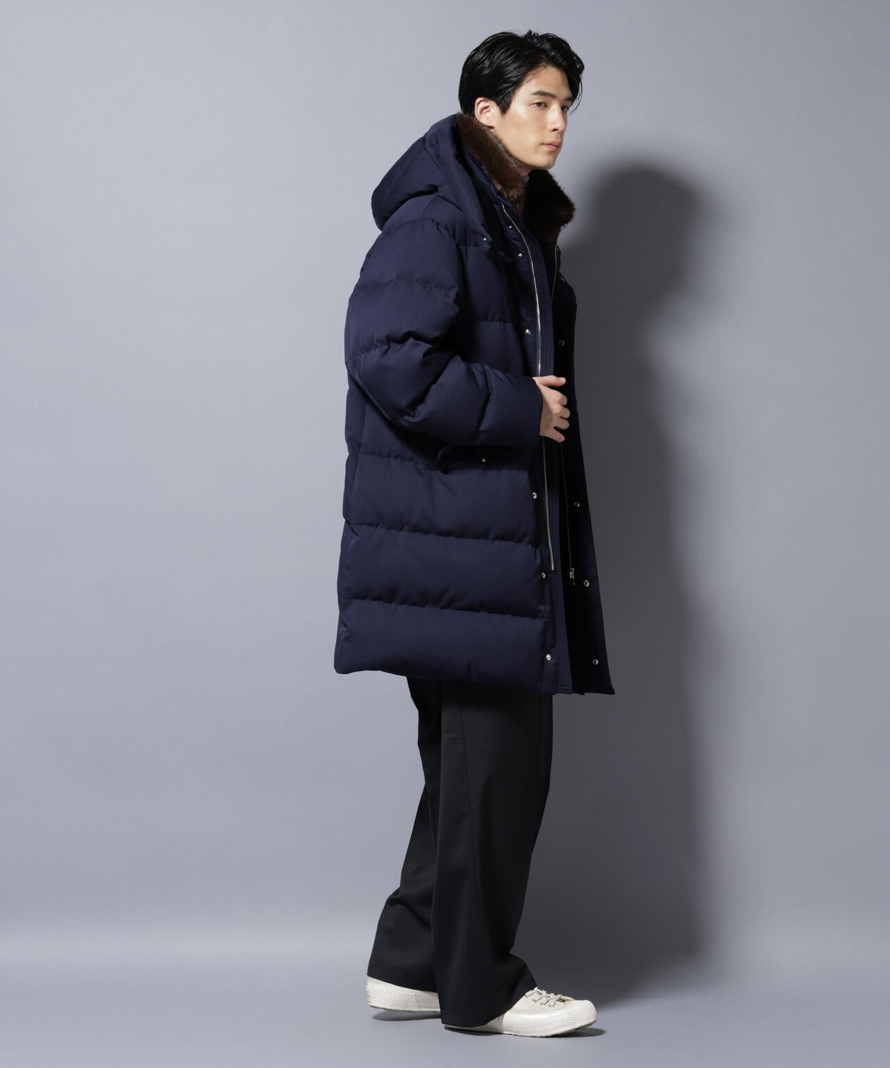 西川ダウン(R)」フェイクファーカラーサージロングダウン | NANO