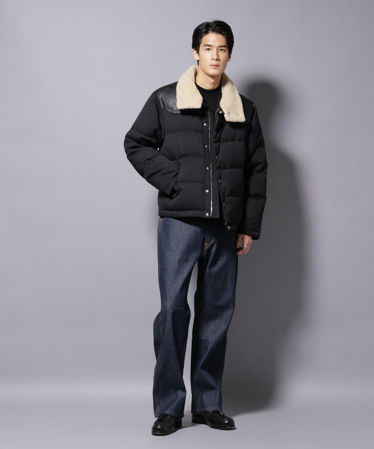 「西川ダウン(R)」ボアカラーサージショートダウン