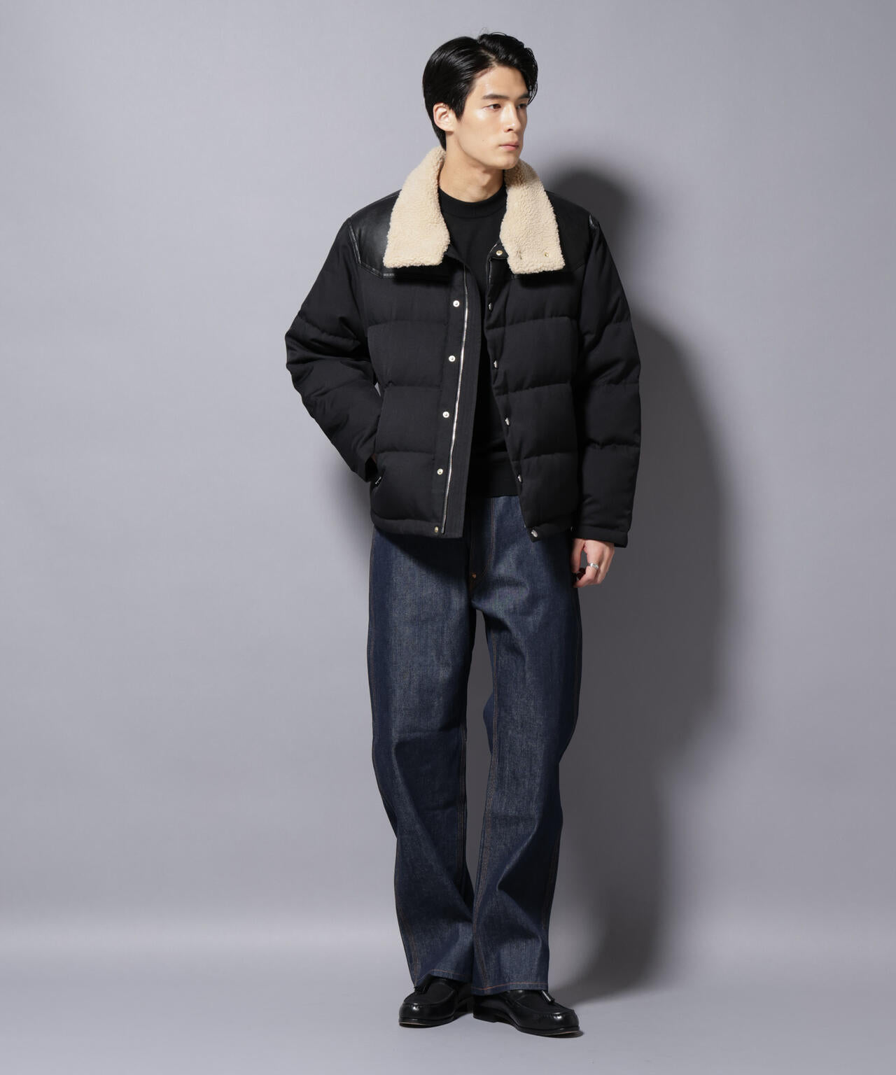 「西川ダウン(R)」ボアカラーサージショートダウン