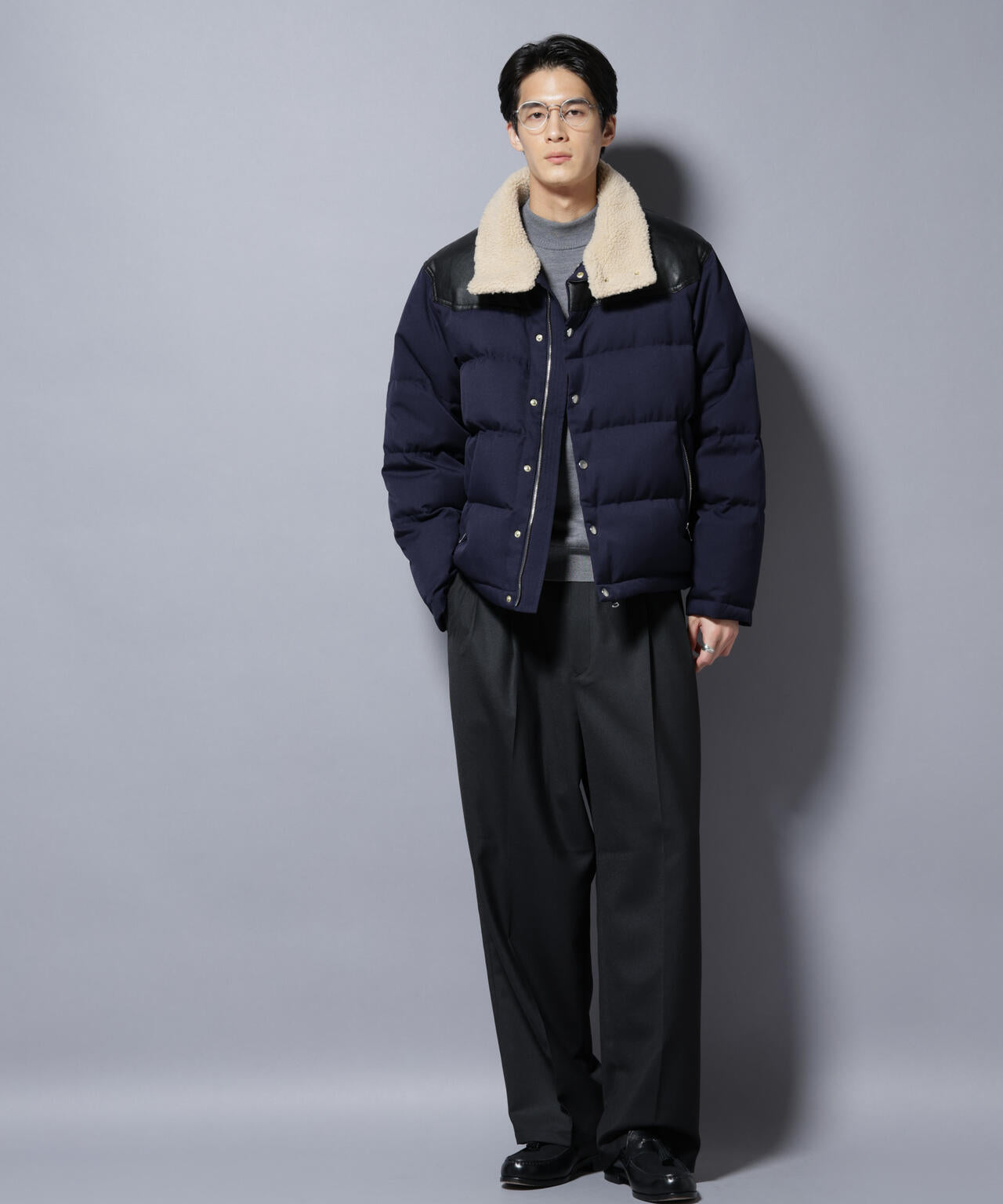 「西川ダウン(R)」ボアカラーサージショートダウン