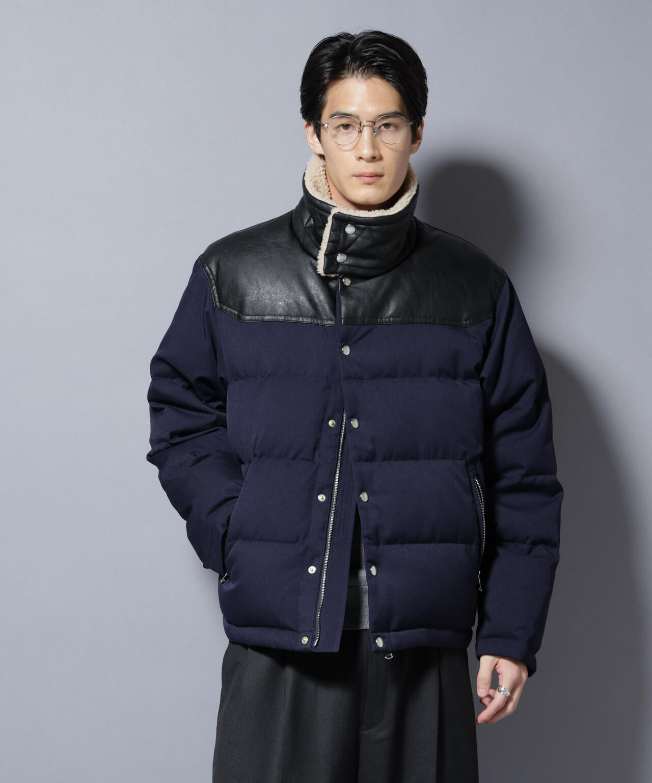 「西川ダウン(R)」ボアカラーサージショートダウン