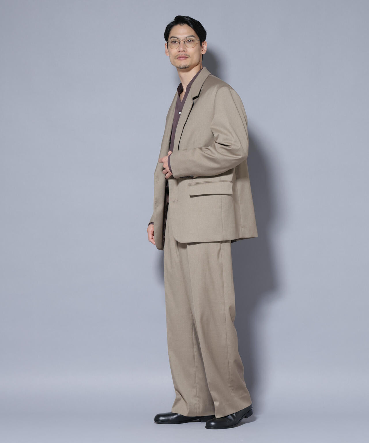 DELEGANTEエアリーサキソニー グリッターストライプテーラードジャケット(セットアップ可)