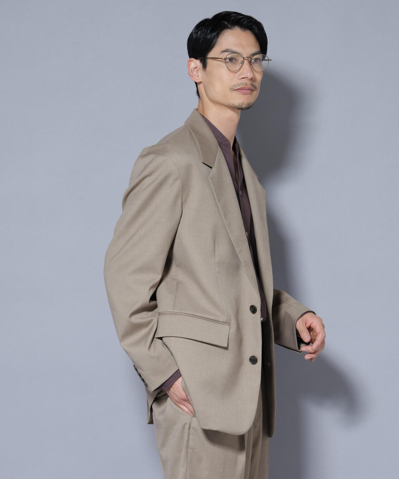 DELEGANTEエアリーサキソニー グリッターストライプテーラードジャケット(セットアップ可)