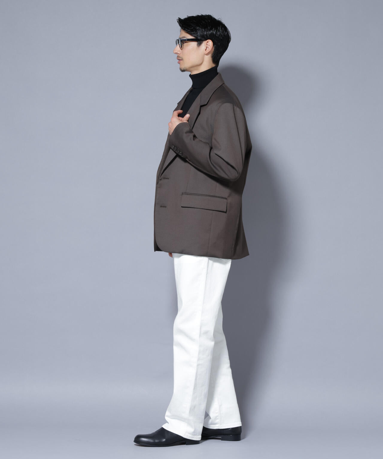 DELEGANTEエアリーサキソニー グリッターストライプテーラードジャケット(セットアップ可)