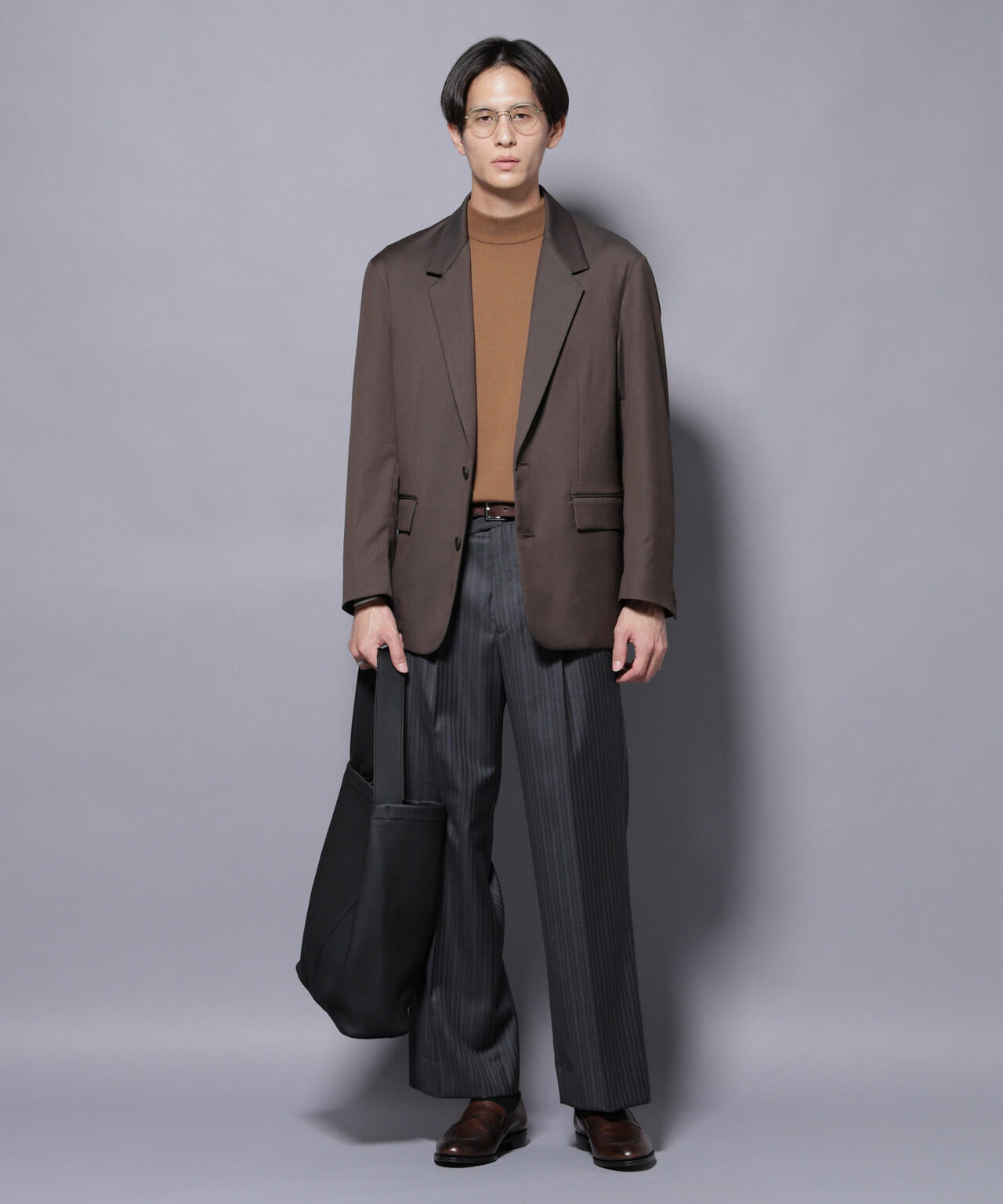 DELEGANTEエアリーサキソニー グリッターストライプテーラードジャケット(セットアップ可)