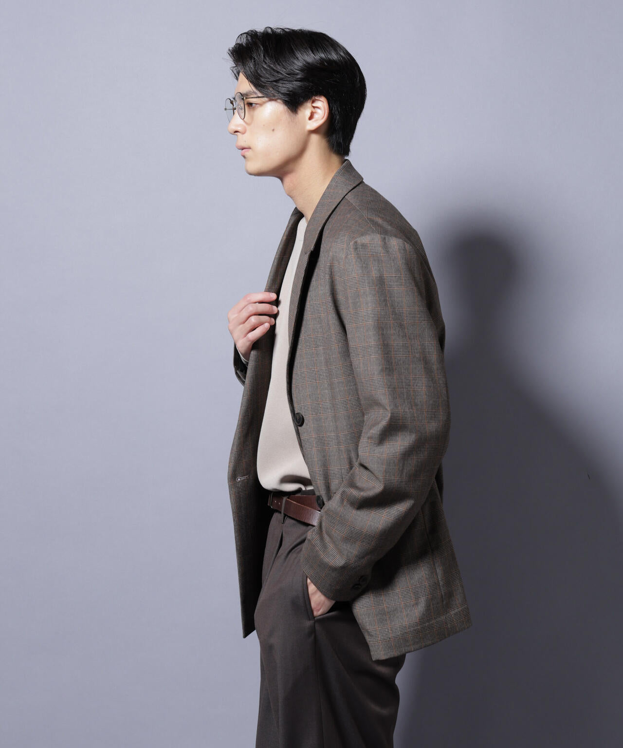 DELEGANTE グレンチェックW-Brethted ジャケット（セットアップ可）