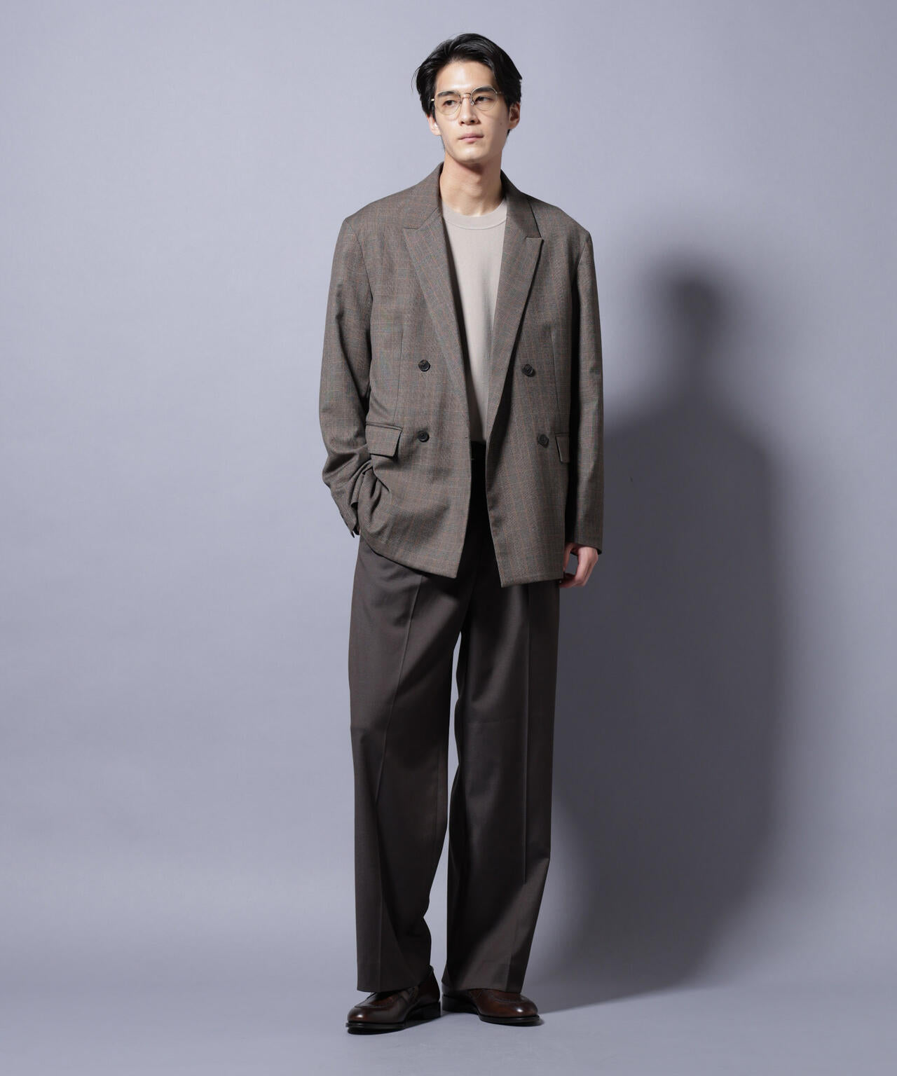 DELEGANTE グレンチェックW-Brethted ジャケット（セットアップ可）