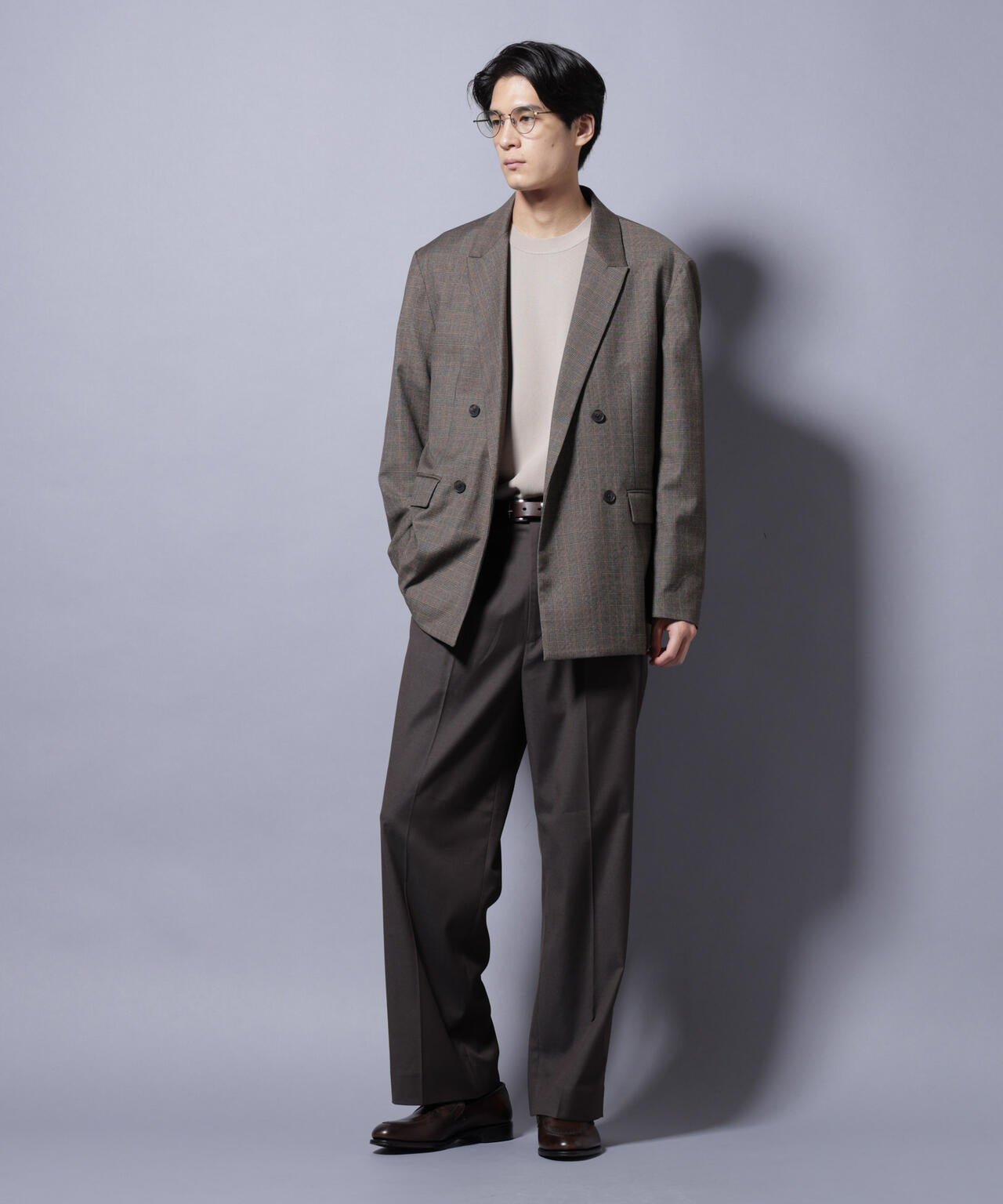 DELEGANTE グレンチェックW-Brethted ジャケット（セットアップ可）