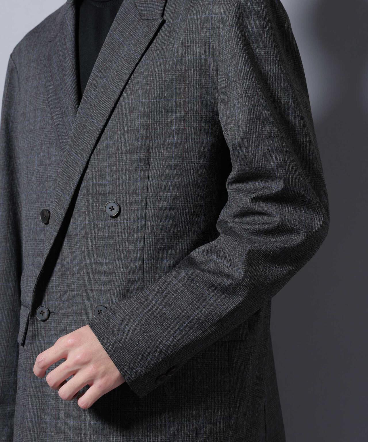 ナノユニバース ダメリーノ グレンチェック セットアップ ダークグレー XL DELEGANTE グレンチェックW-Brethted ジャケット（セットアップ可