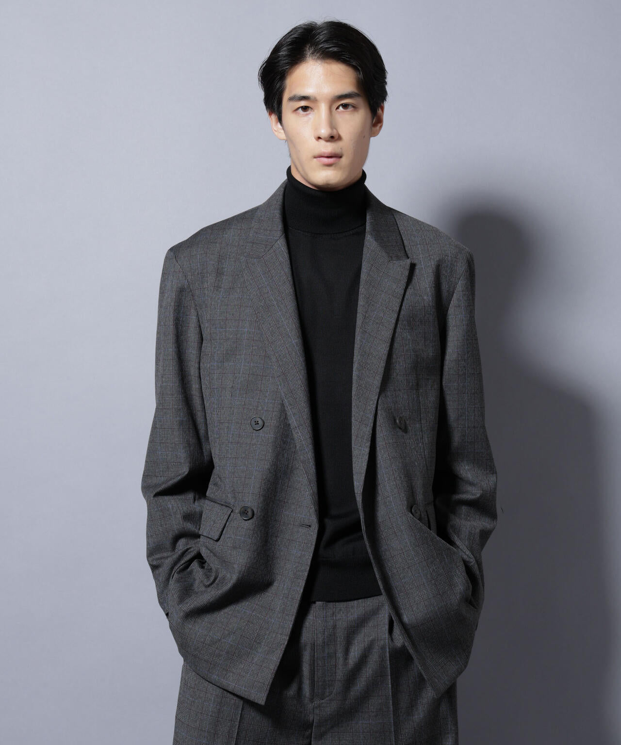 DELEGANTE グレンチェックW-Brethted ジャケット（セットアップ可）