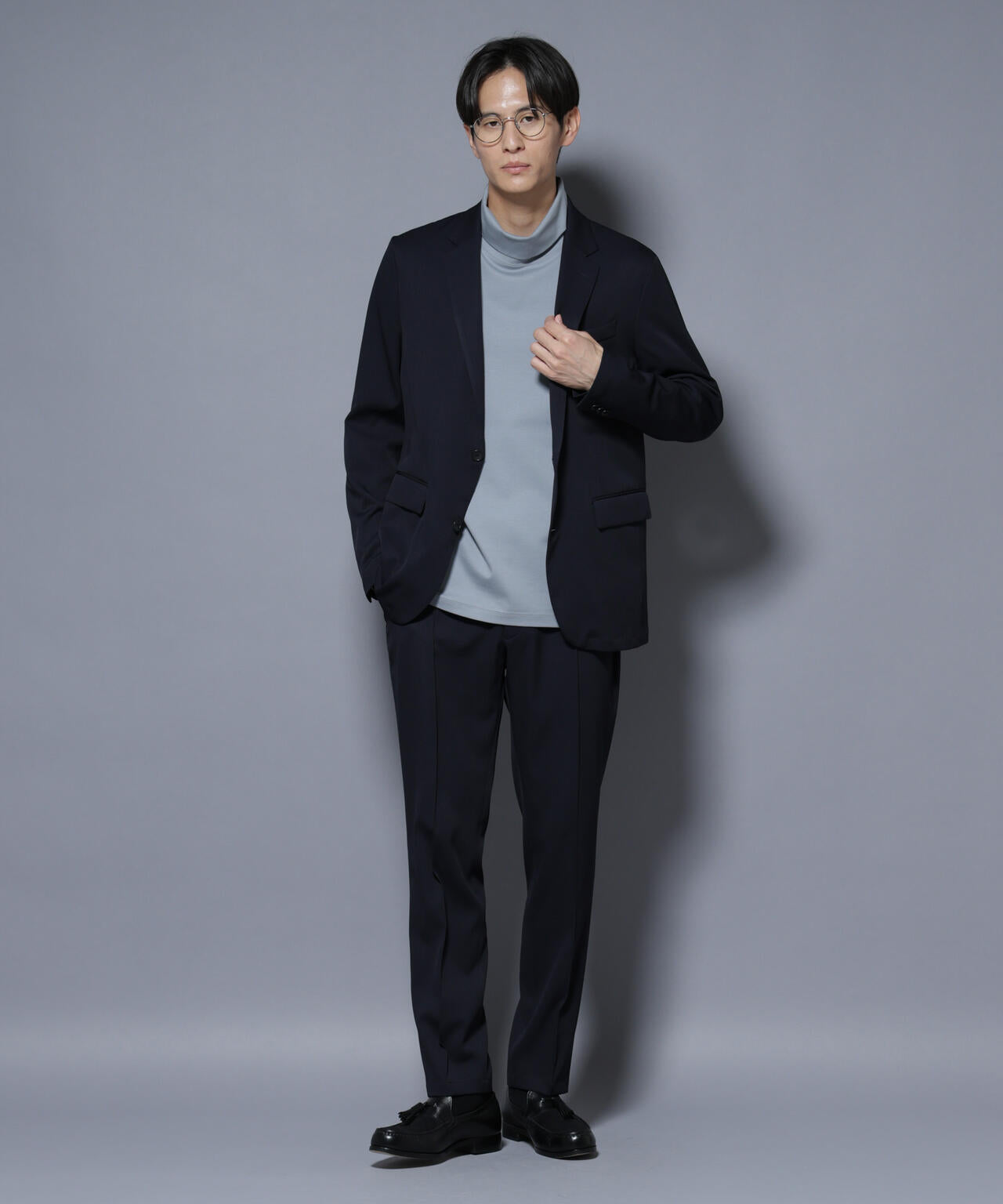 極美品✨ナノユニバース セットアップ ノーカラー 洗える 通気性 38 近年 N JACKET BASIC」シャドーストライプジャケット(セットアップ可
