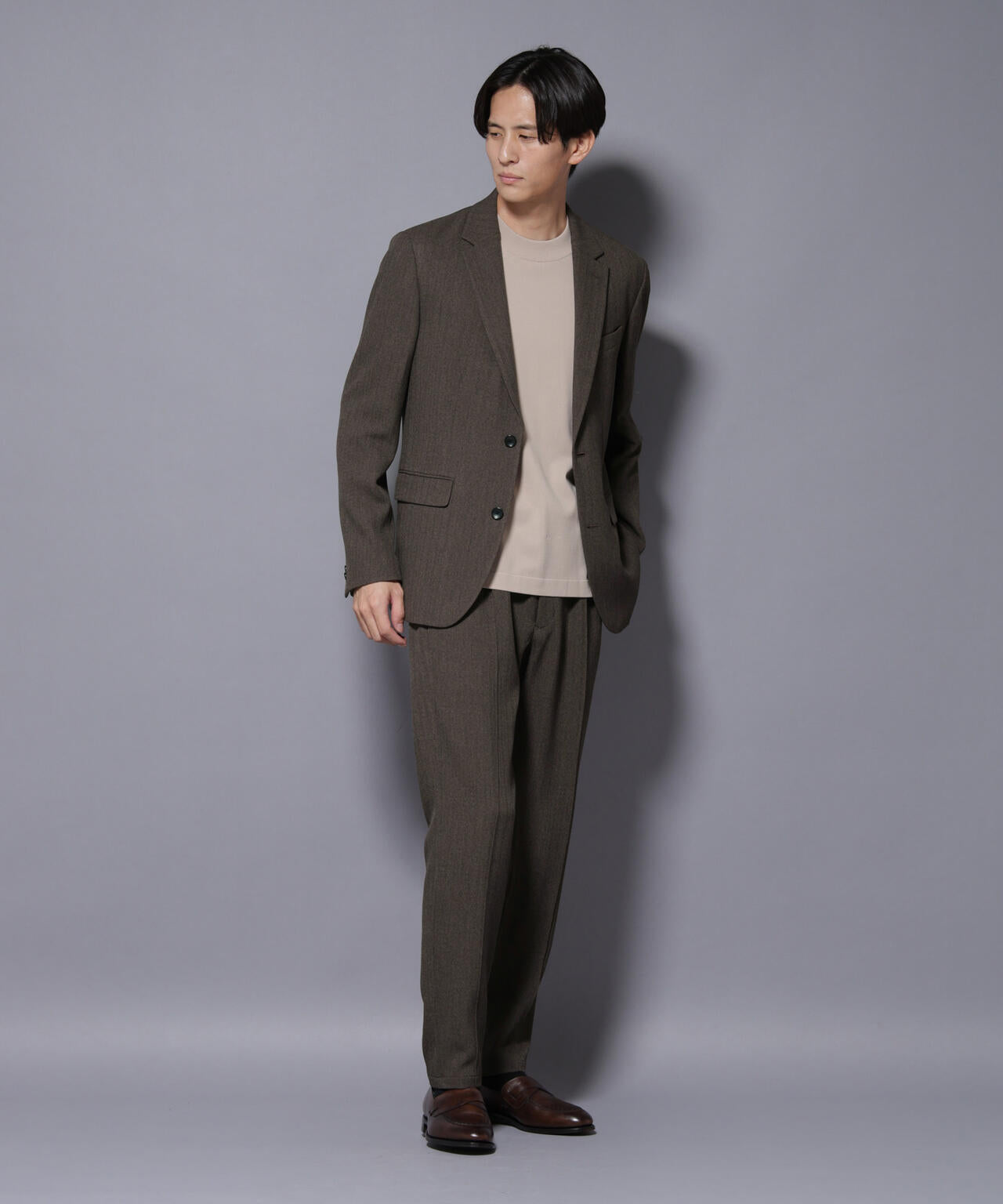N JACKET BASIC｣ 洗えるMIXツイードストレッチジャケット(セットアップ