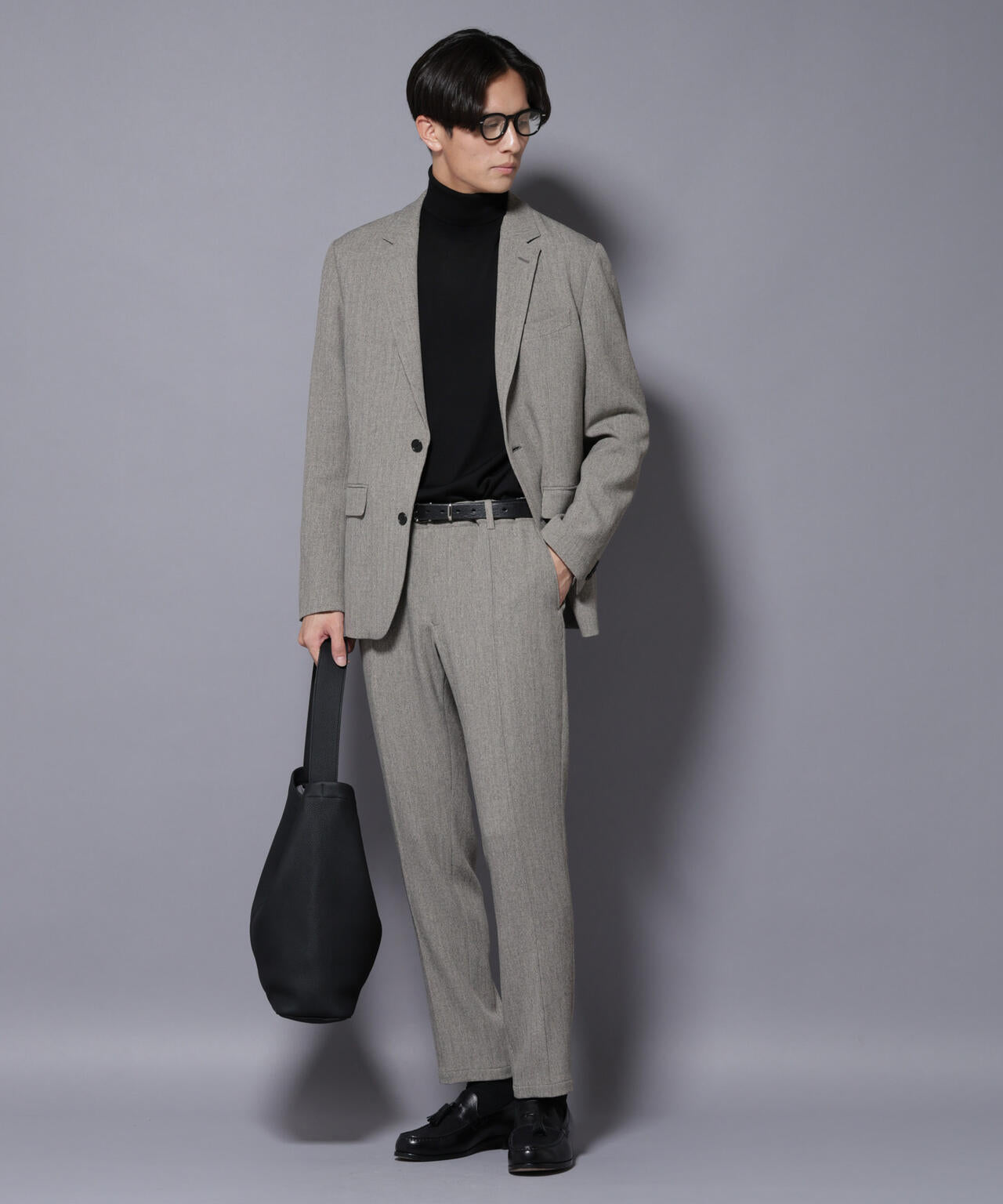 N JACKET BASIC｣ 洗えるMIXツイードストレッチジャケット(セットアップ
