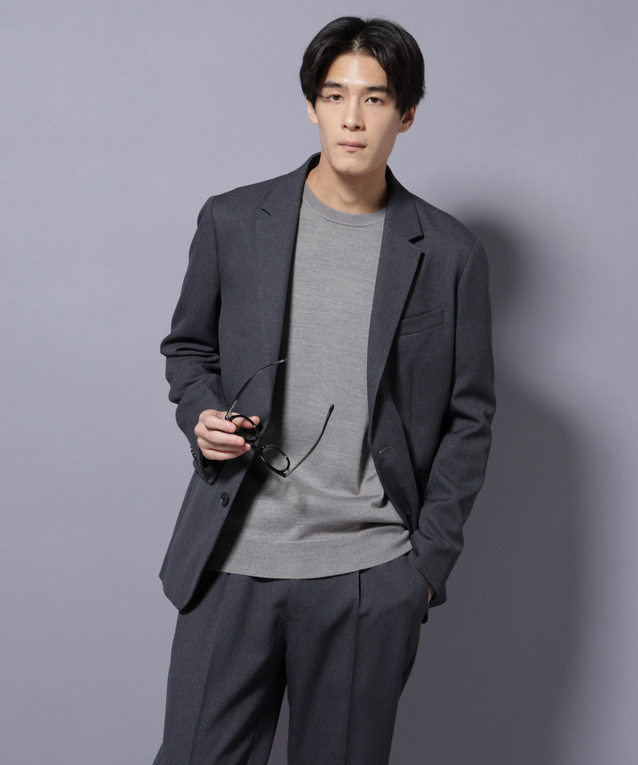 新品 Lサイズ nano universe ツイルクロスセットアップ ブラック 大人気セットアップ】「Damerino」LANATEC(R) メランジツイル