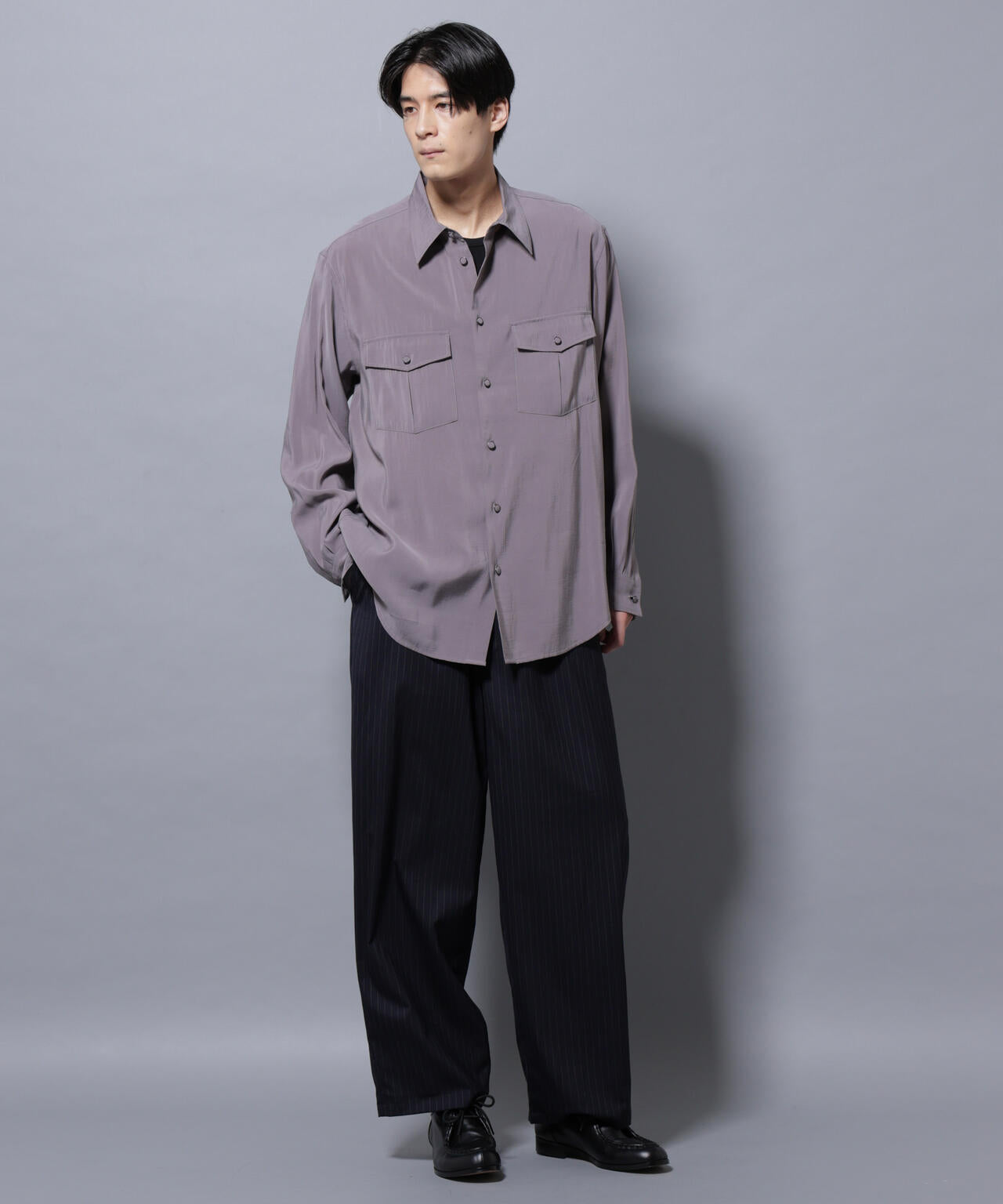 ヴィンテージライクレーヨンフィブリルシャツ