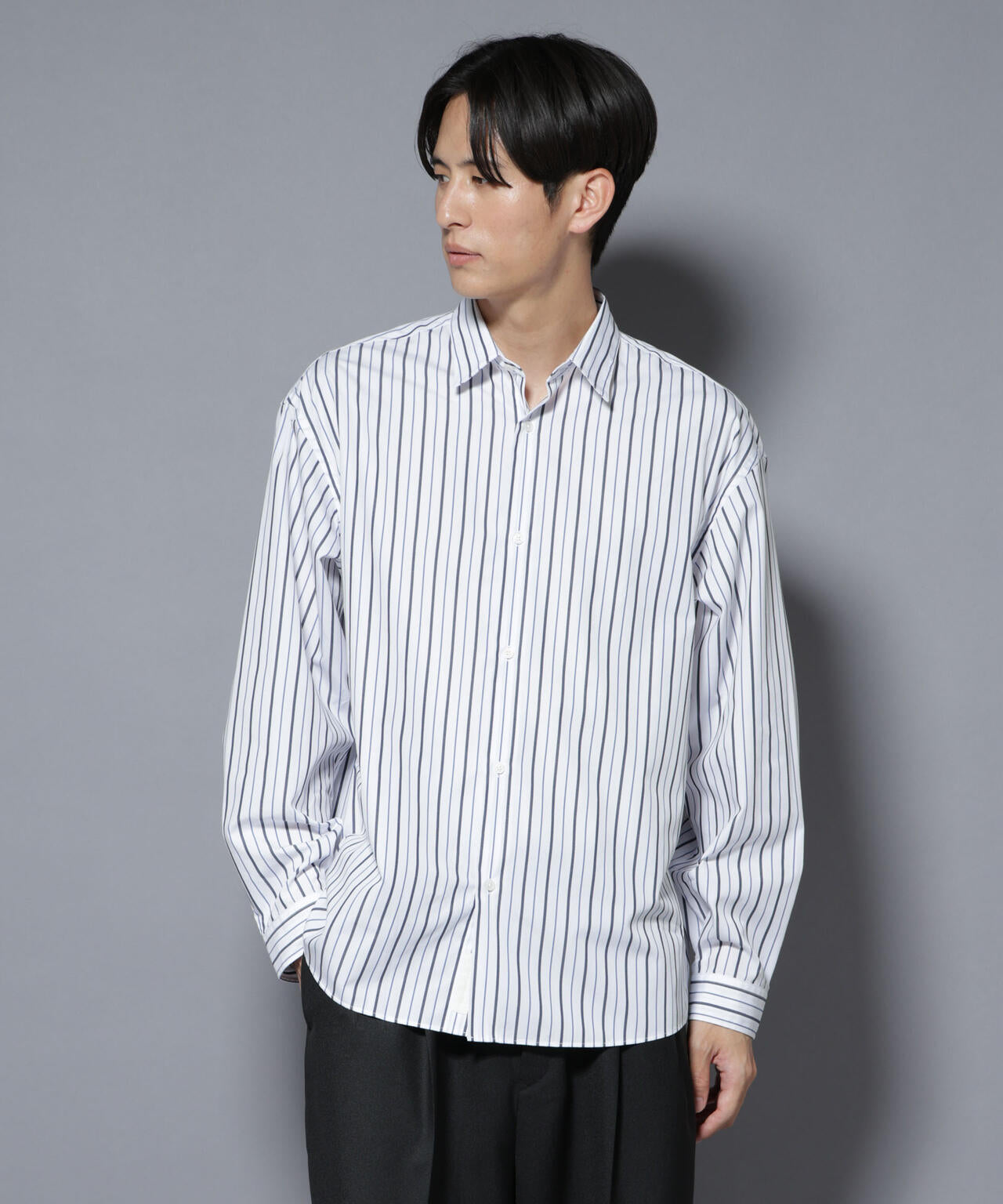 大人のワイドシャツ」レギュラーカラー ストライプ長袖 | NANO