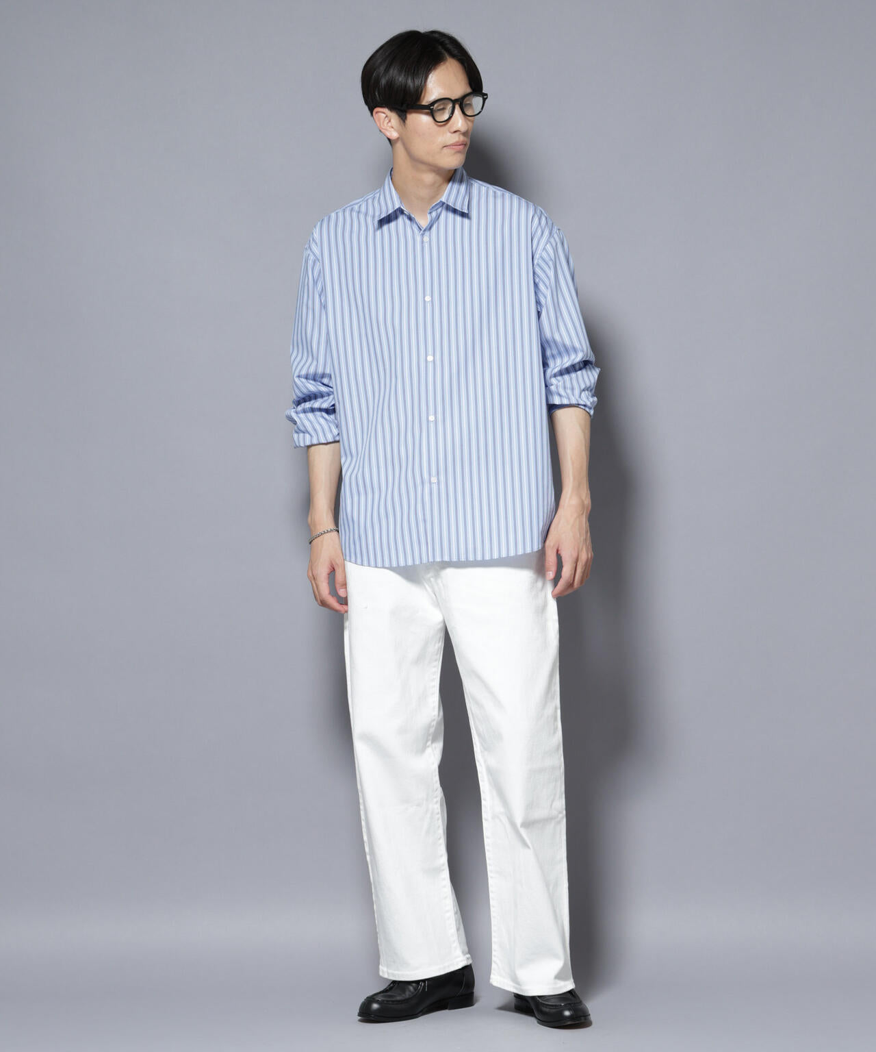 MARNO ホワイトストライプ長袖シャツ MARNO ホワイトストライプ長袖シャツ