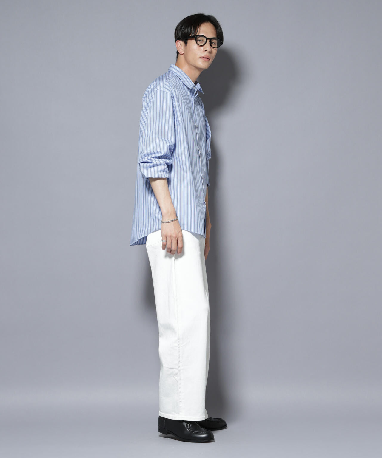 大人のワイドシャツ」レギュラーカラー ストライプ長袖 | NANO