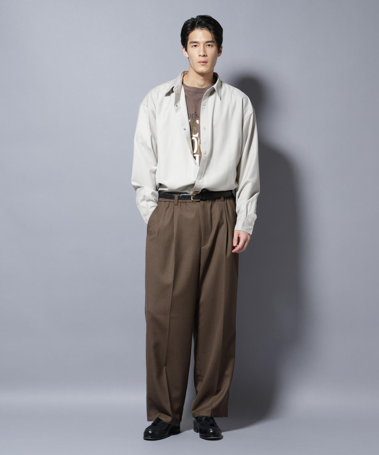 ぬんページ トリプルステッチ パールドットオーバーシャツ | NANO universe（ナノ