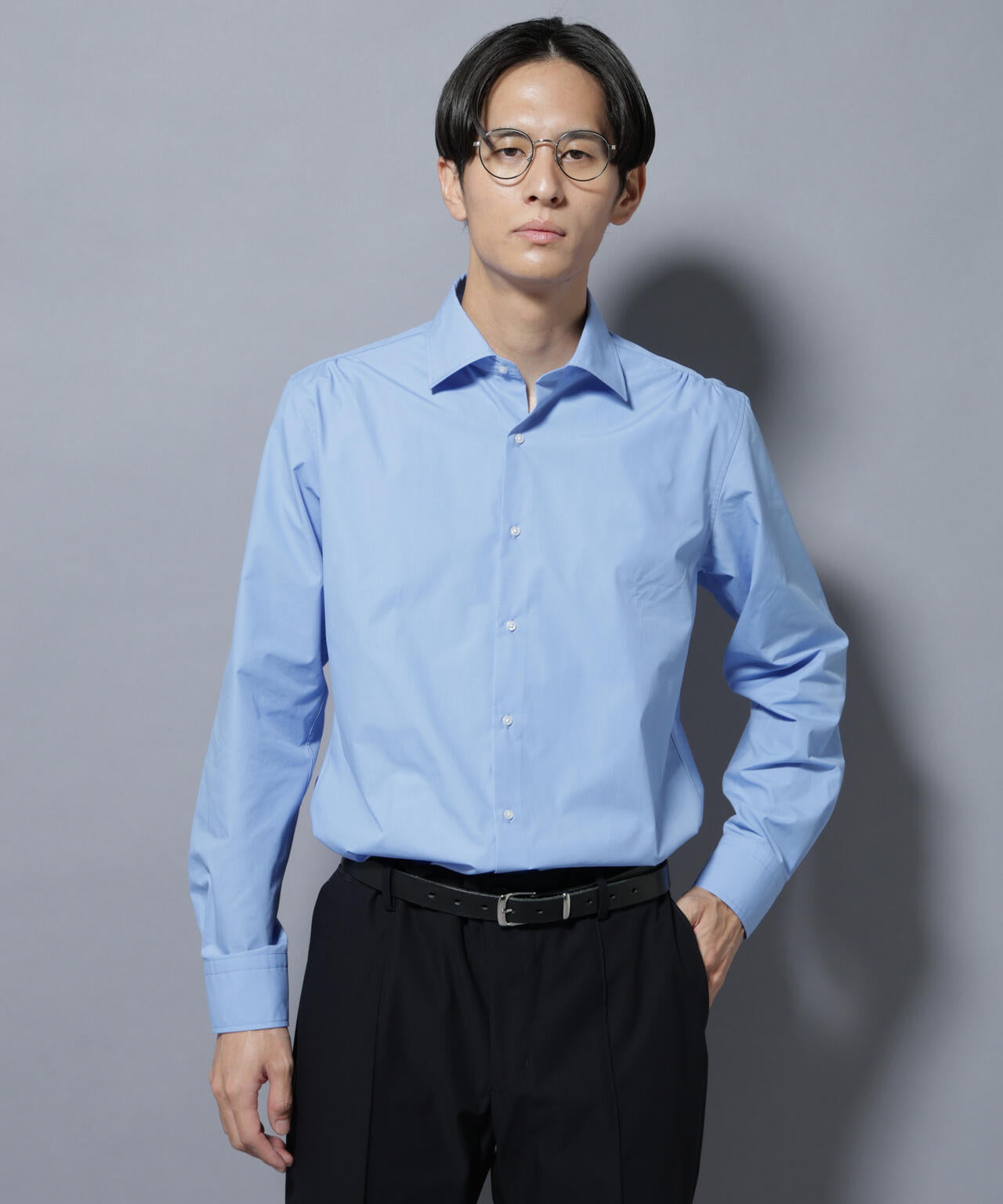 「N shirt」Anti Soaked(R)汗染み防止セミワイドカラーシャツ長袖