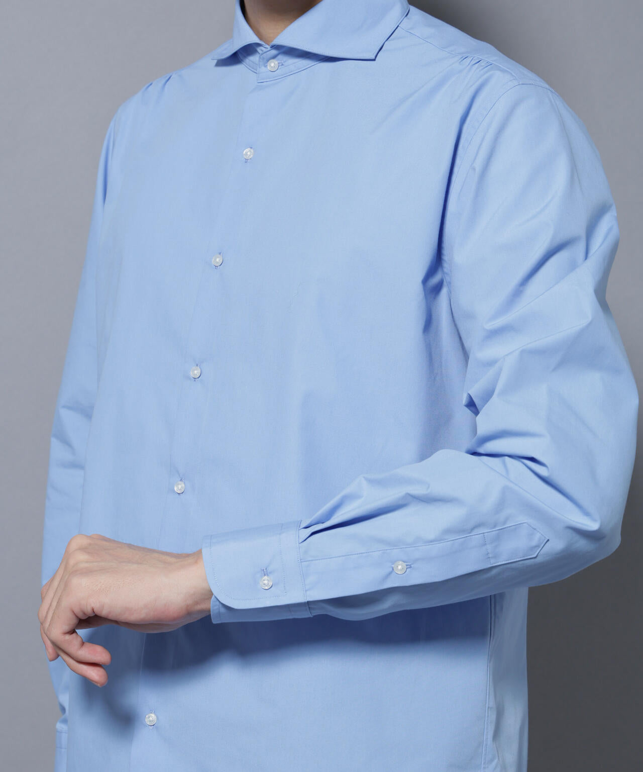 「N shirt」Anti Soaked(R)汗染み防止ホリゾンタルカラーシャツ長袖
