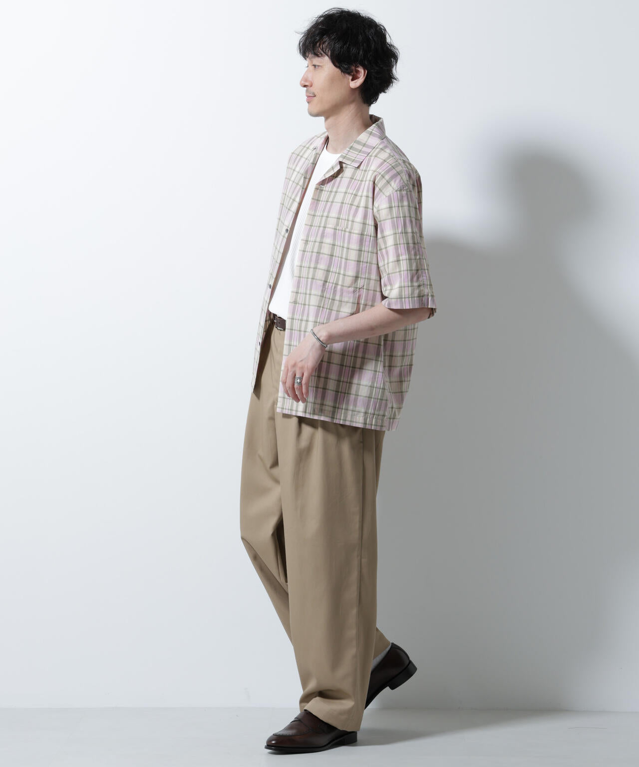 Fabric by INDIA オールドライクマドラスチェックシャツ 半袖