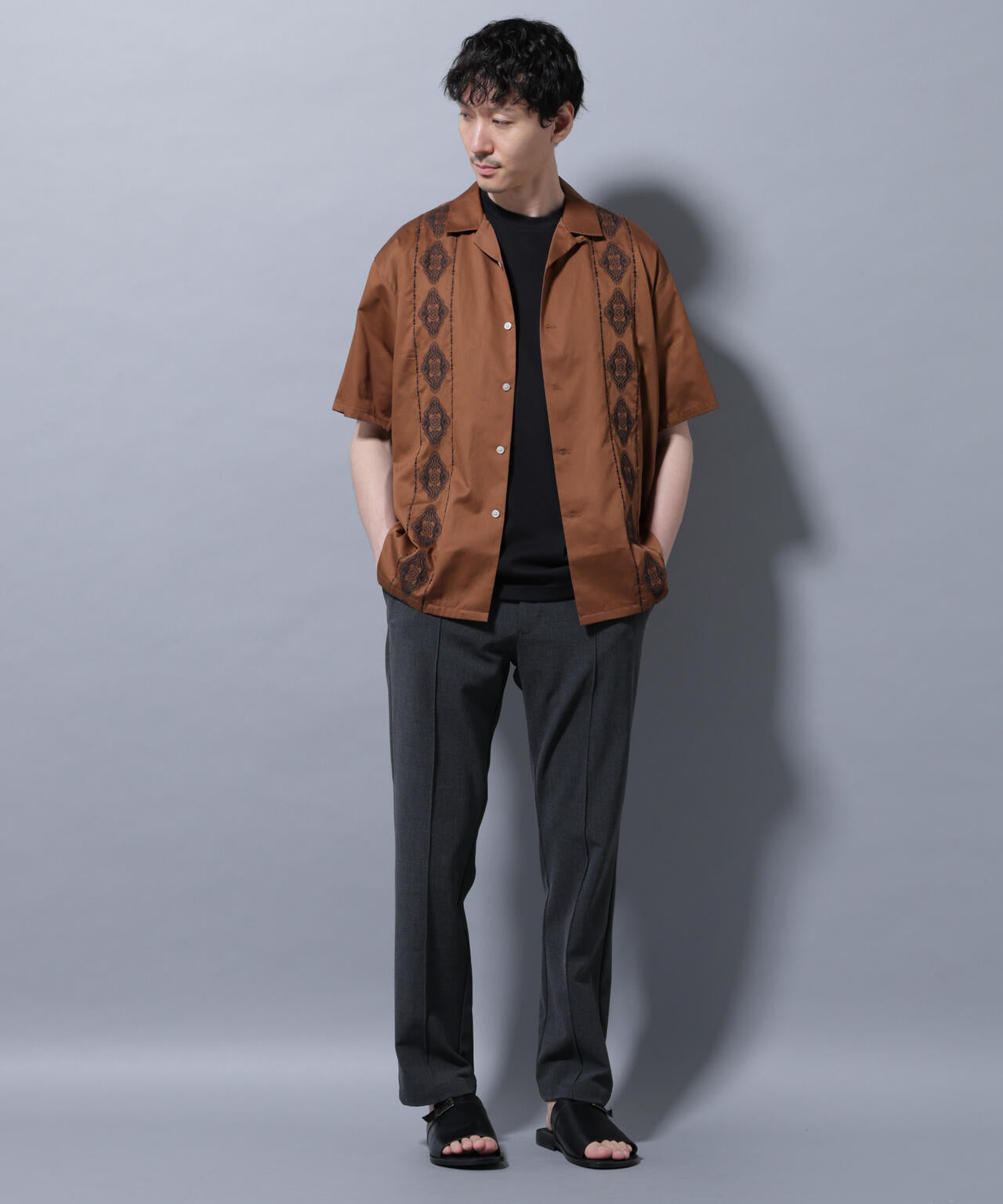 エンブロイダリー オープンカラーシャツ