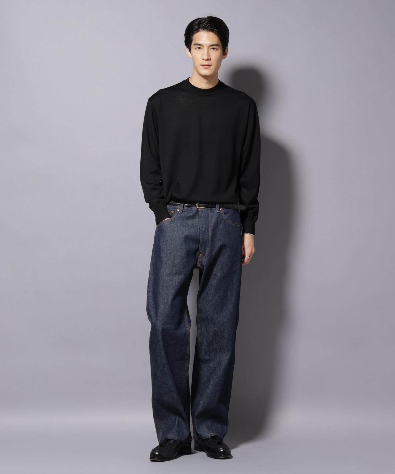 「毛玉レスニット」ファインゲージクルーネック