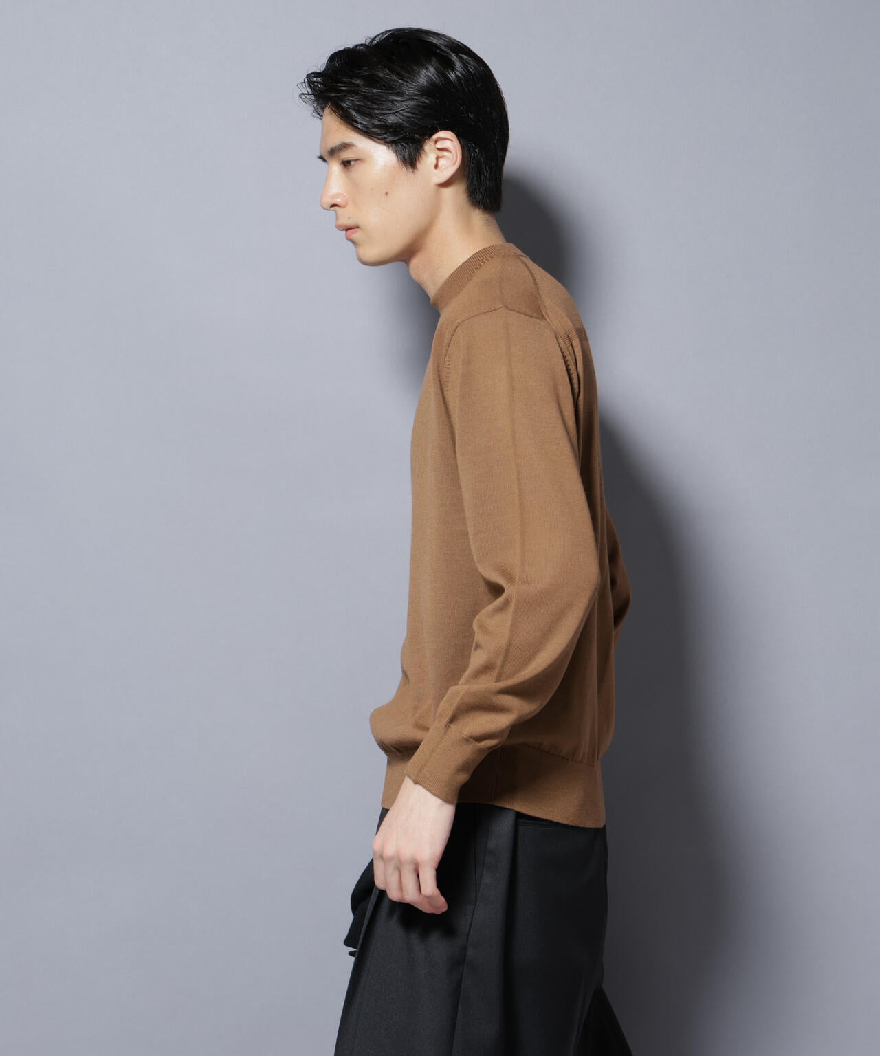 「毛玉レスニット」ファインゲージクルーネック