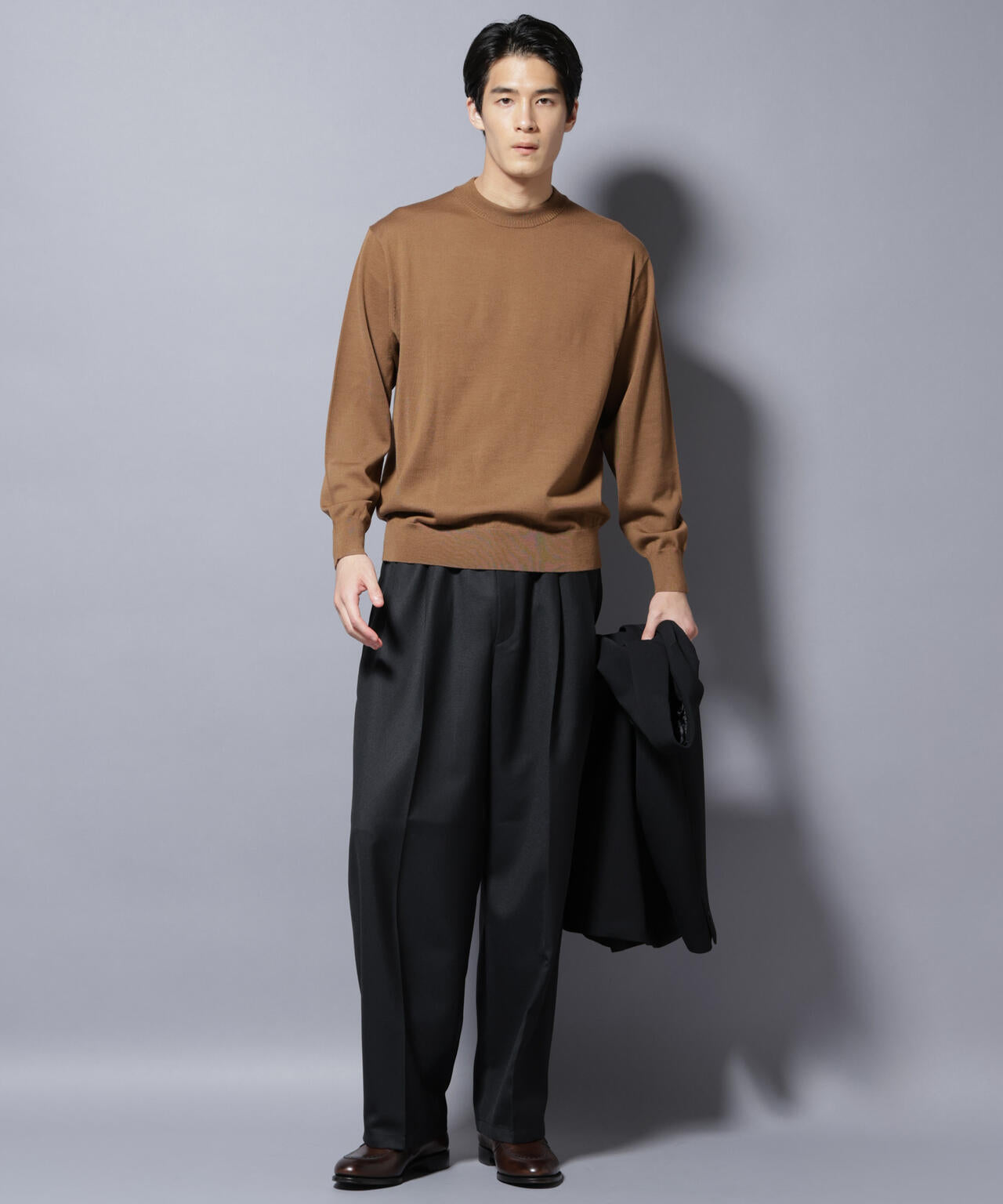 「毛玉レスニット」ファインゲージクルーネック