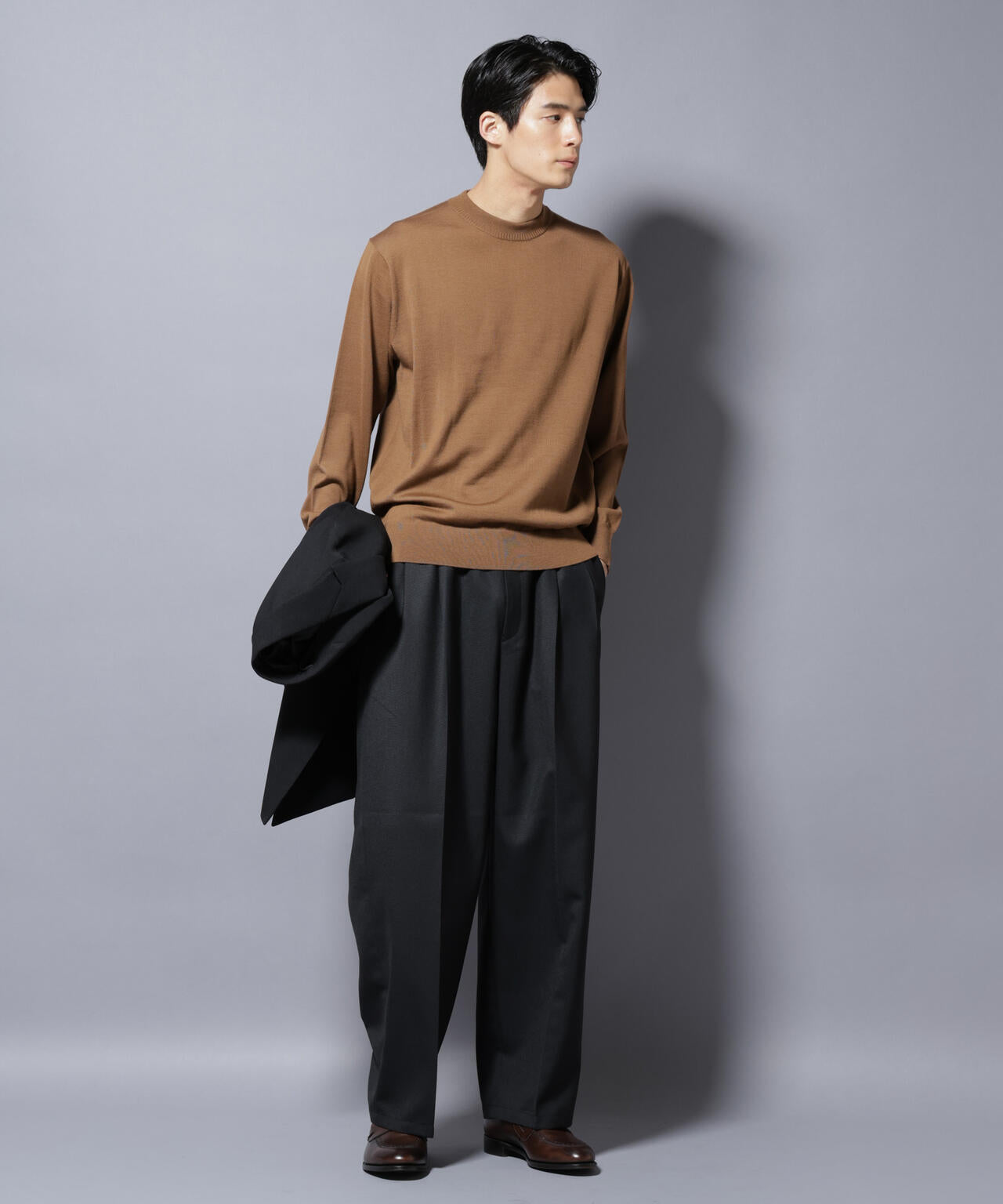 「毛玉レスニット」ファインゲージクルーネック