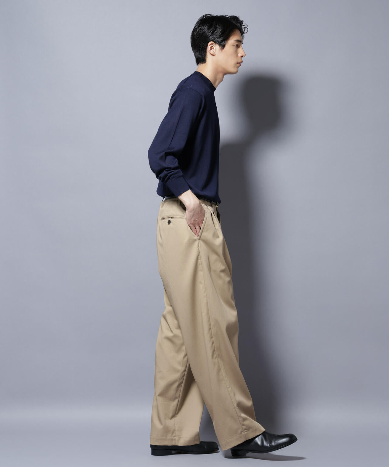 「毛玉レスニット」ファインゲージクルーネック