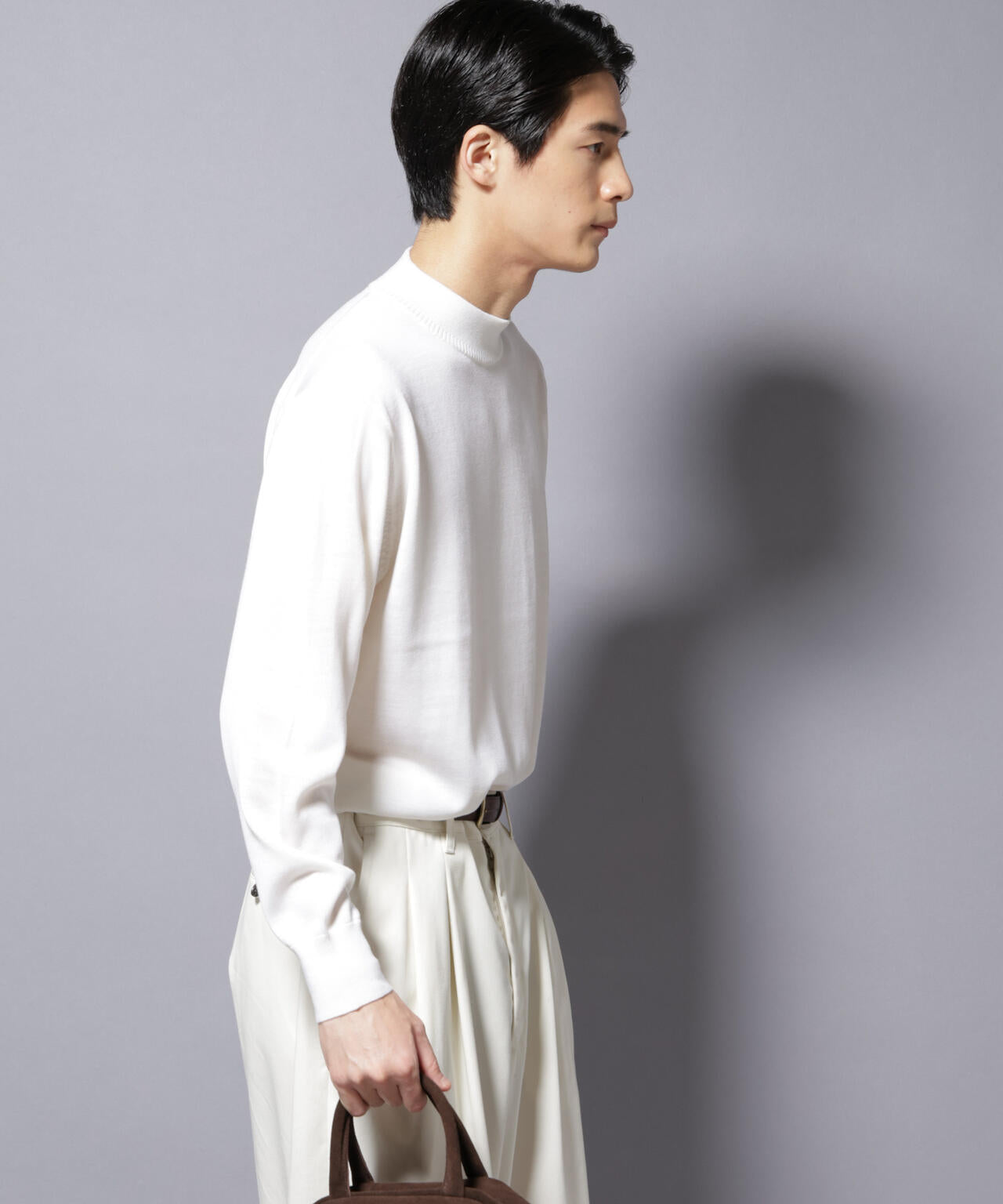 「毛玉レスニット」ファインゲージモックネック