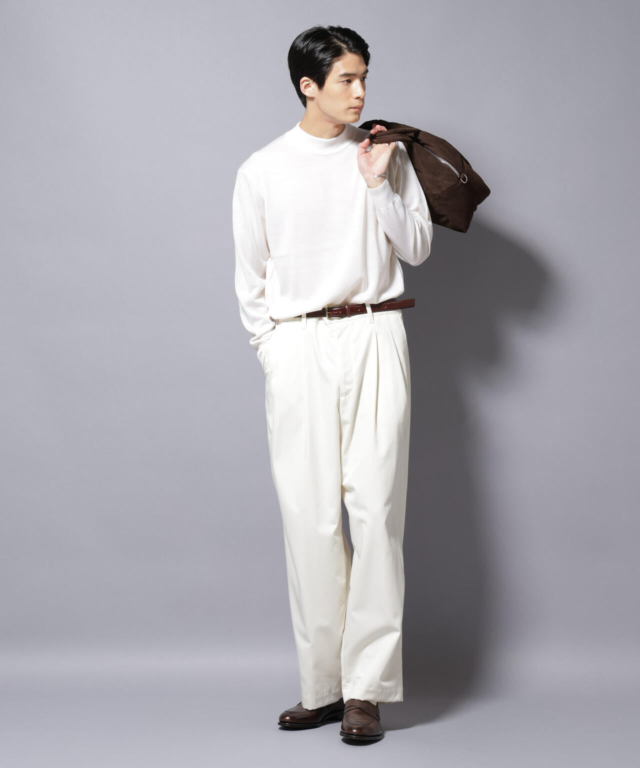 「毛玉レスニット」ファインゲージモックネック