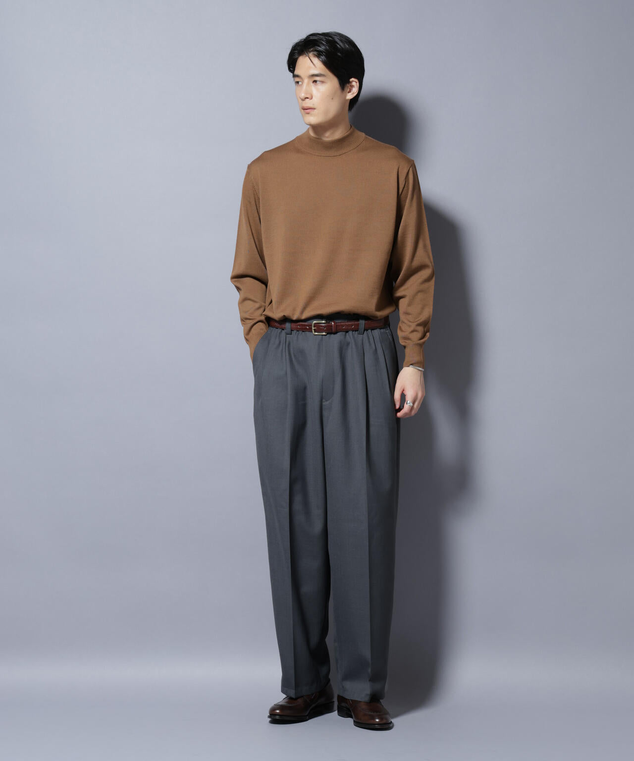 「毛玉レスニット」ファインゲージモックネック