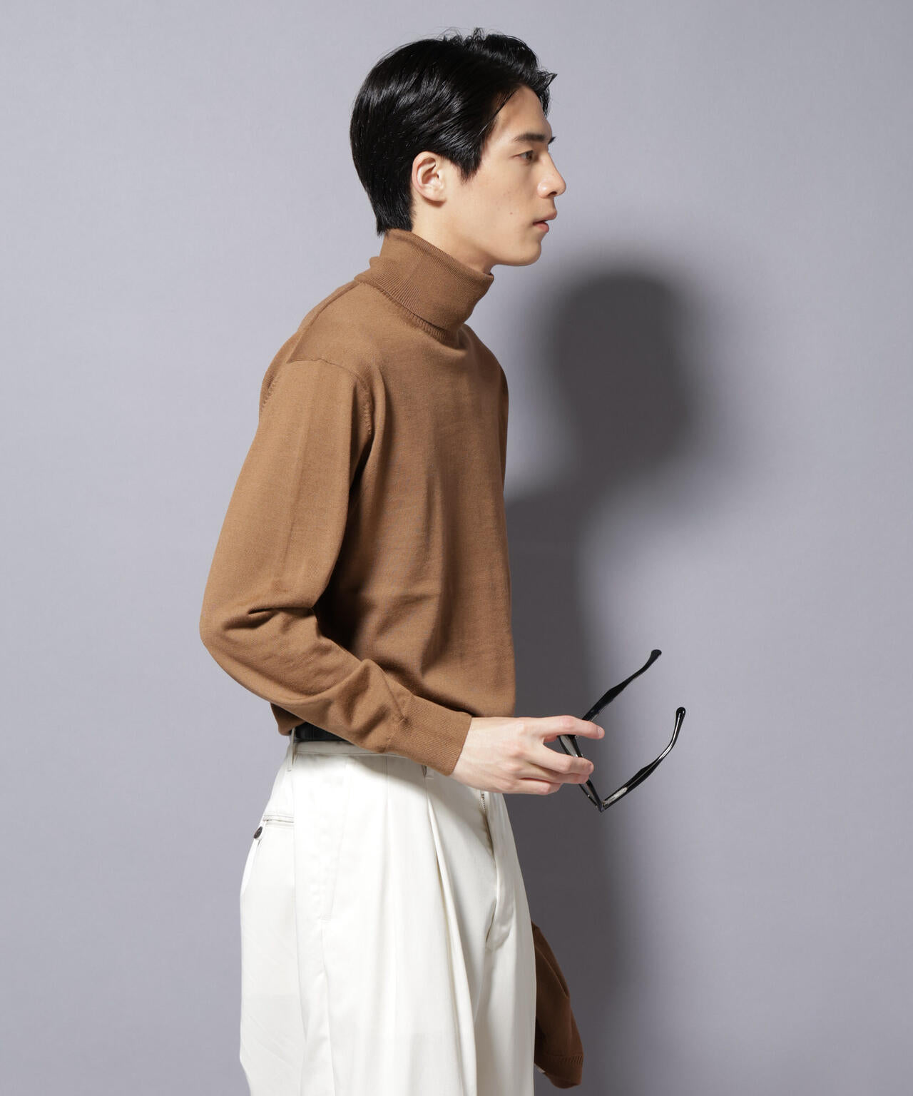 「毛玉レスニット」ファインゲージタートルネック