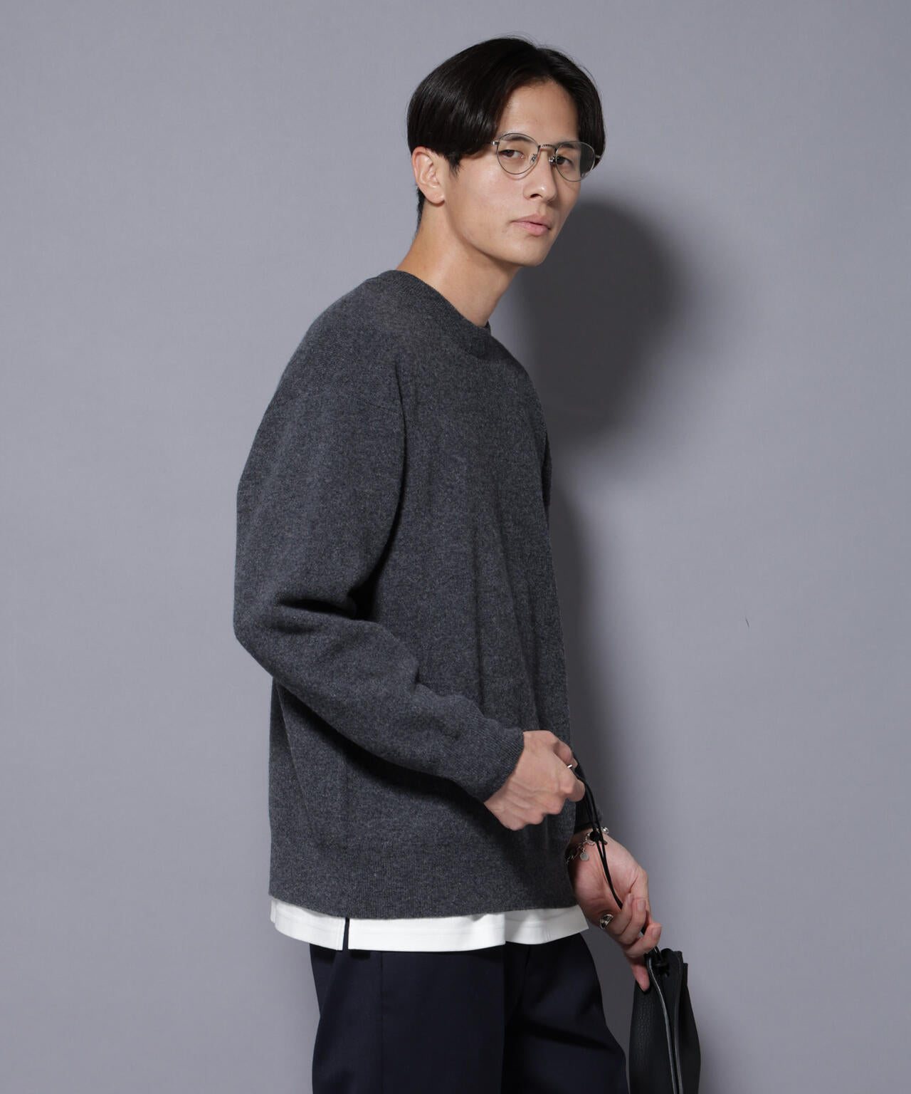 ウールカシミヤクルーネックプルオーバー