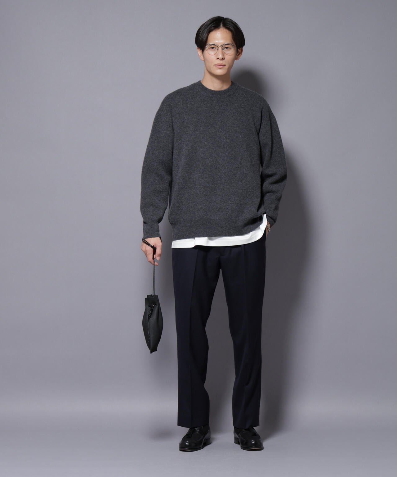 ウールカシミヤクルーネックプルオーバー