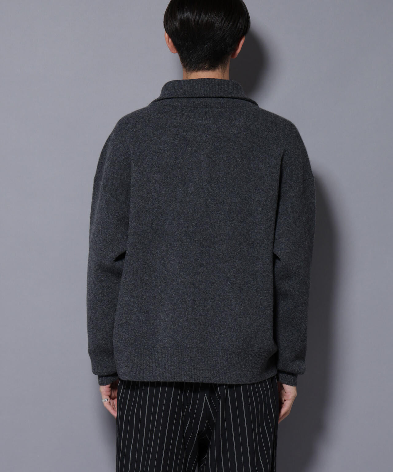 Drumohr カシミヤ ウール ドライバーズニット 杢グレー 48 rootweb_dru461803-1