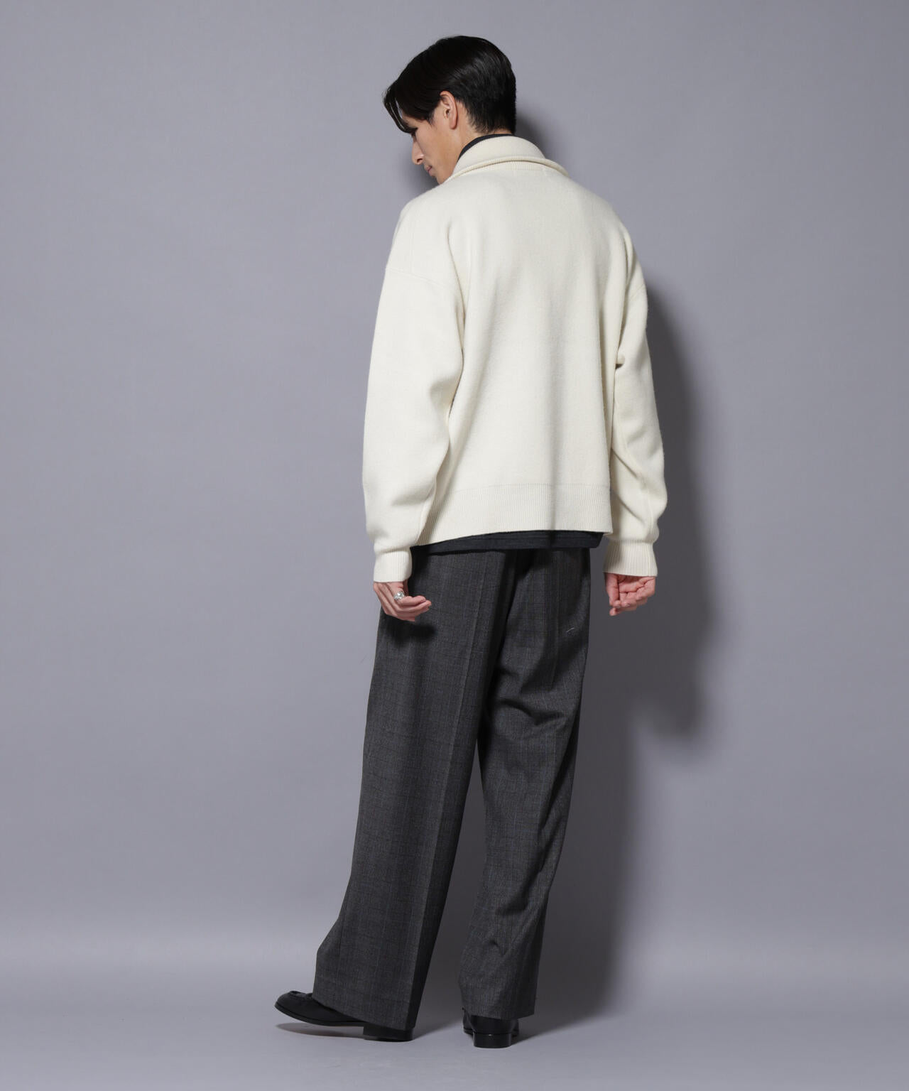 未使用タグ付 hevo ドライバーズニット ウール オフホワイト 50 XL mcg3555- Half Cardigan Drivers Knit ドライバーズニット（ニット