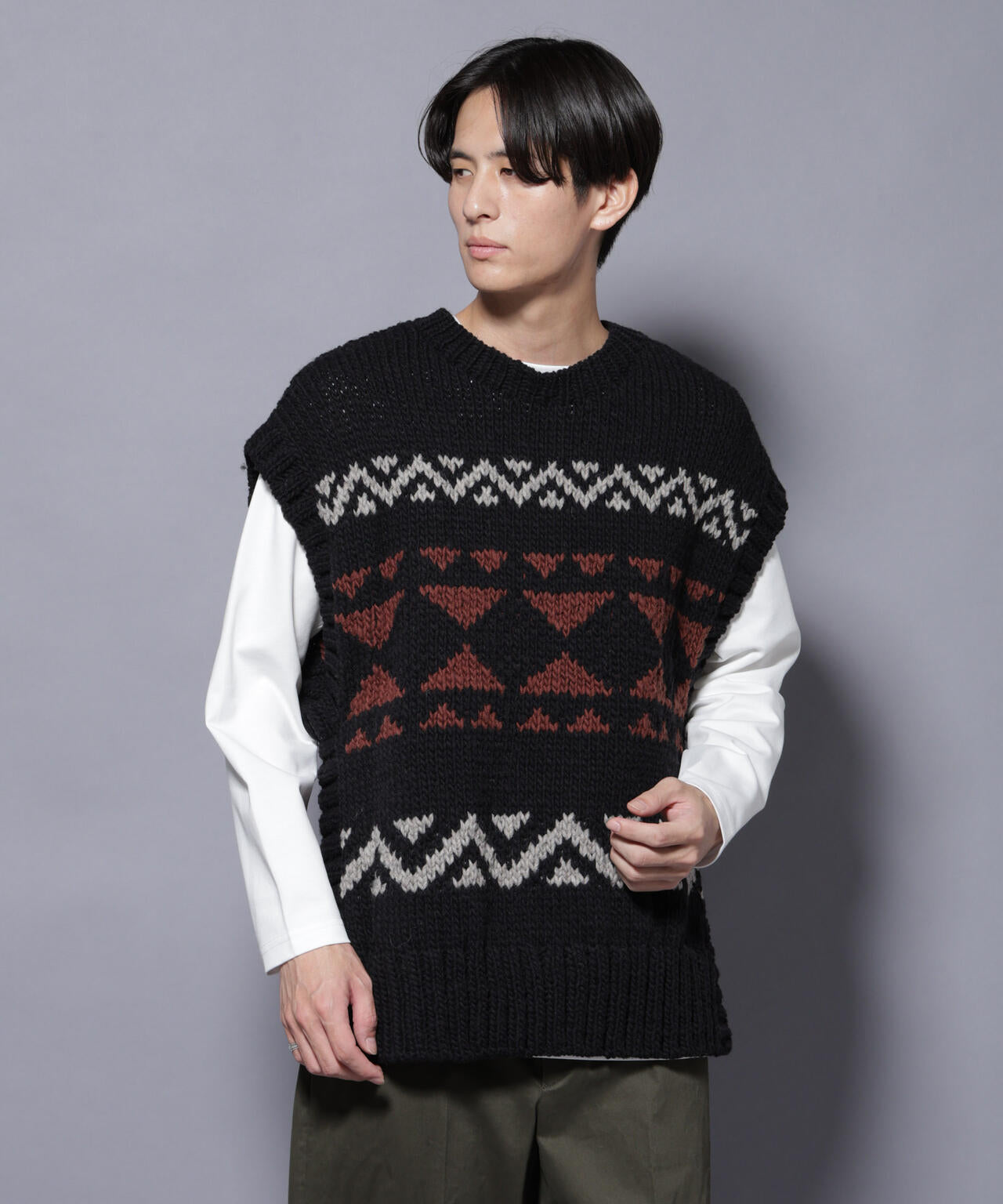 ニットベスト slow hands ニット Taka様専用 SLOW HANDS ブラック