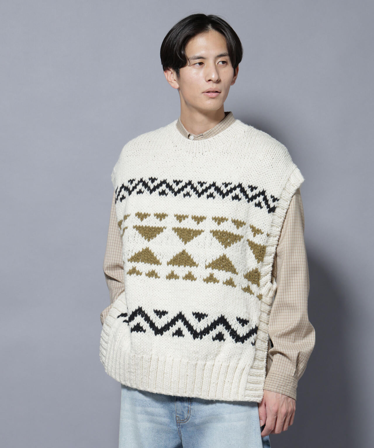 ナノユニバース（NANO universe）/ペルー産ハンドニットベスト ペルー産ハンドニットベスト | NANO universe（ナノ・ユニバース