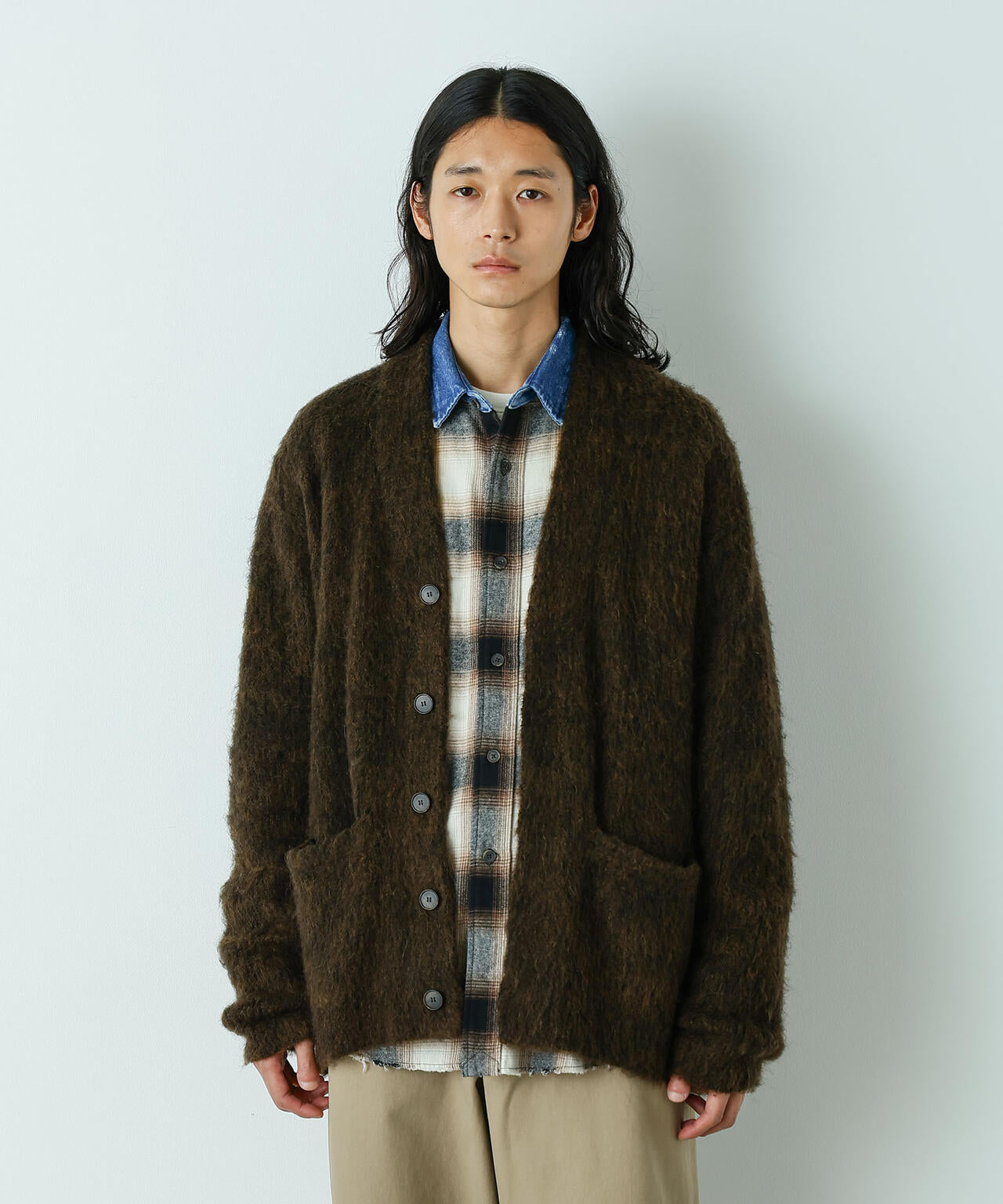 ｢HOTEL PALACE｣ フライフロントミックスシャギーカーディガン