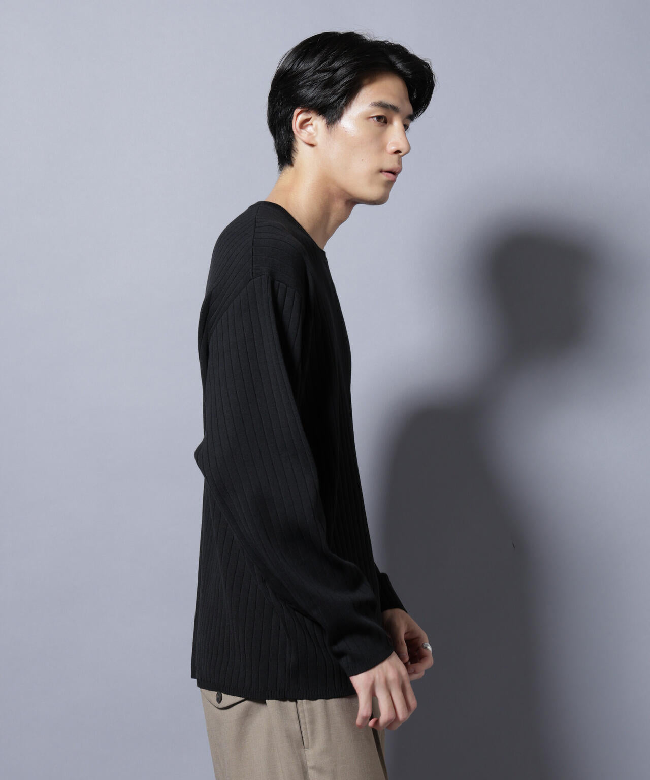 CICA&UVカット リブニットクルーネック