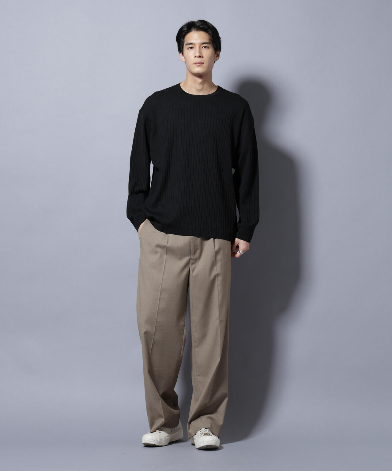 CICA&UVカット リブニットクルーネック