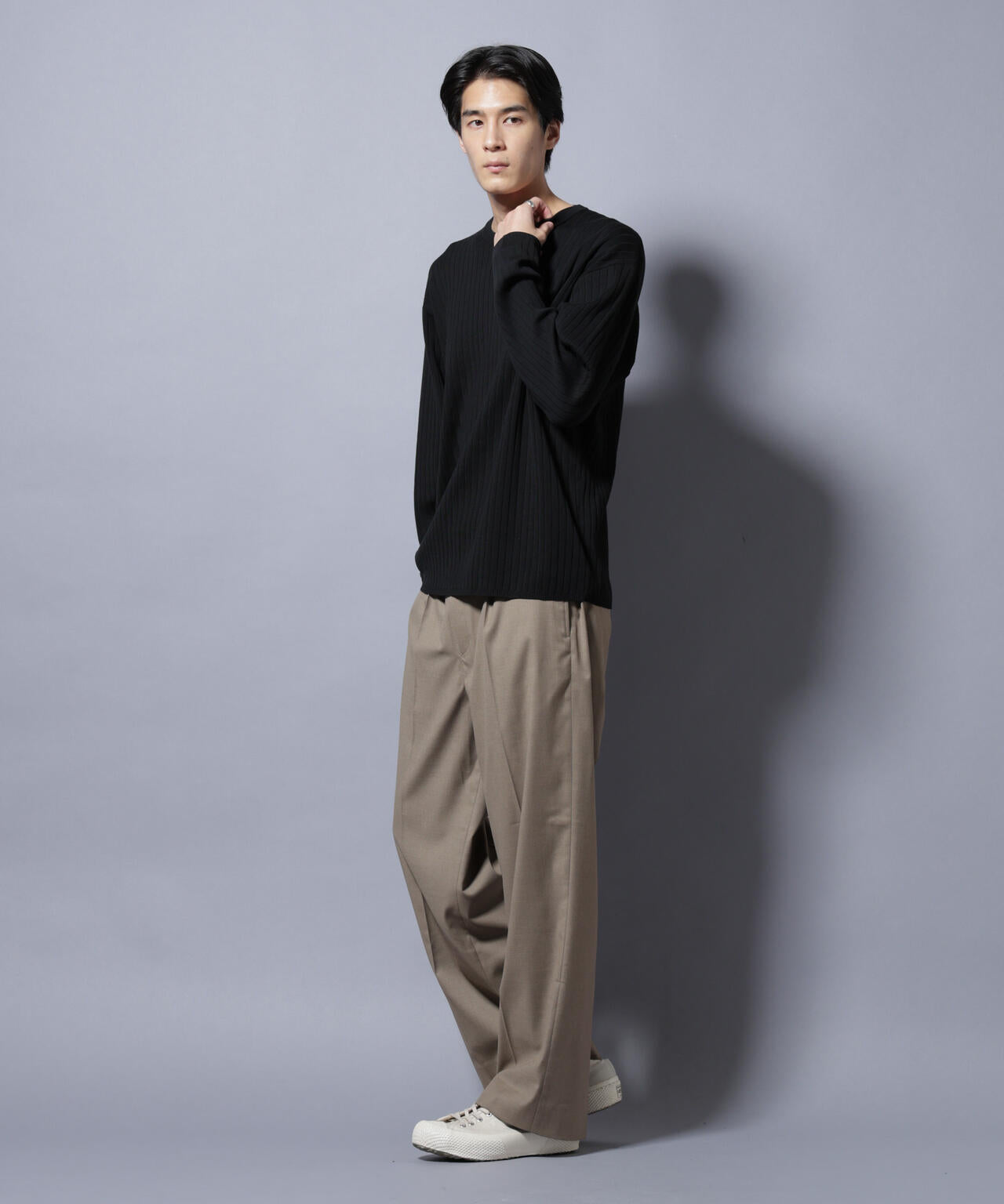 CICA&UVカット リブニットクルーネック