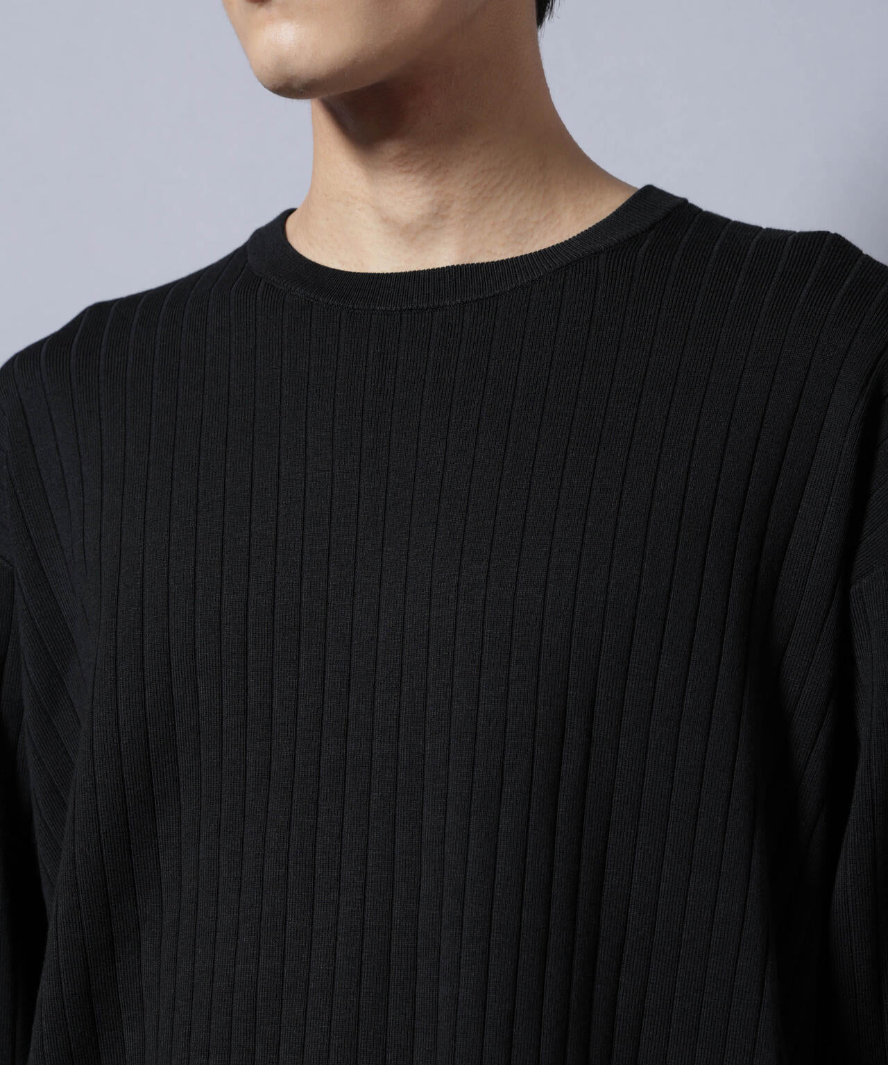 CICA&UVカット リブニットクルーネック