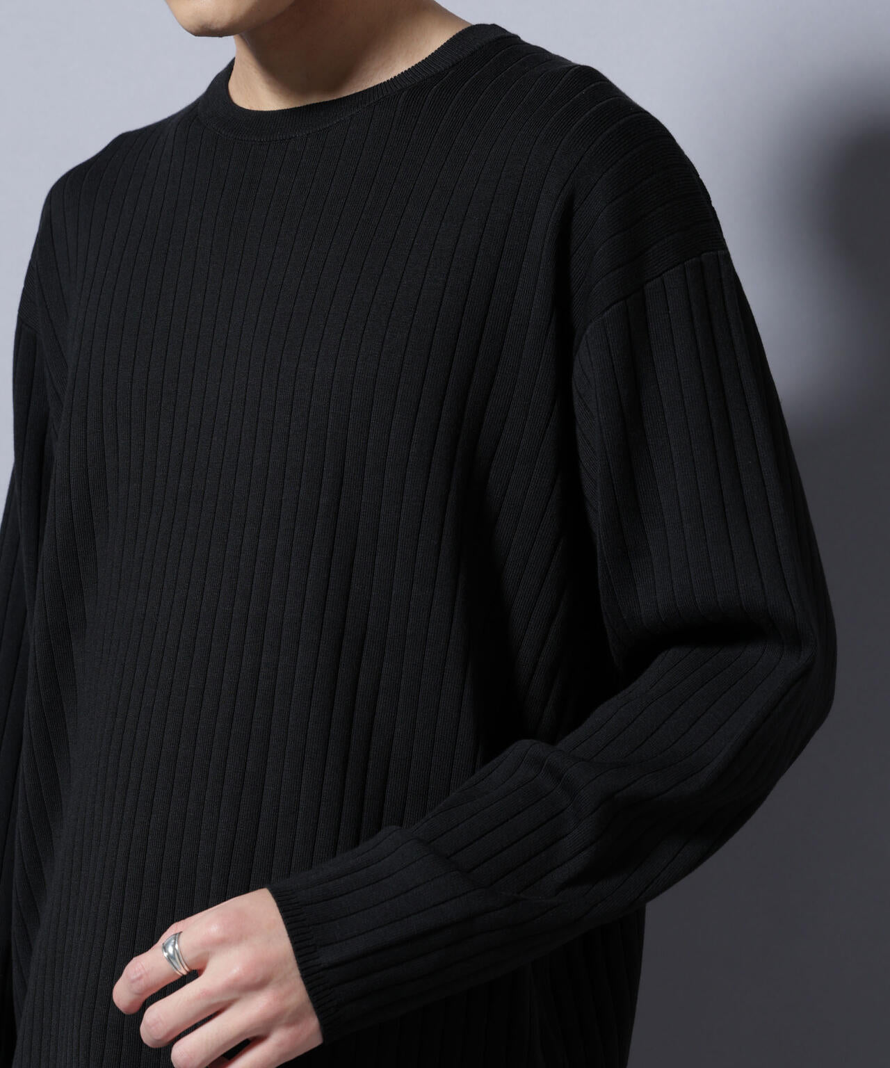 CICA&UVカット リブニットクルーネック