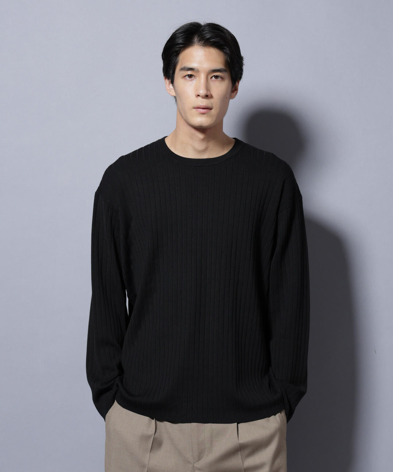 CICA&UVカット リブニットクルーネック